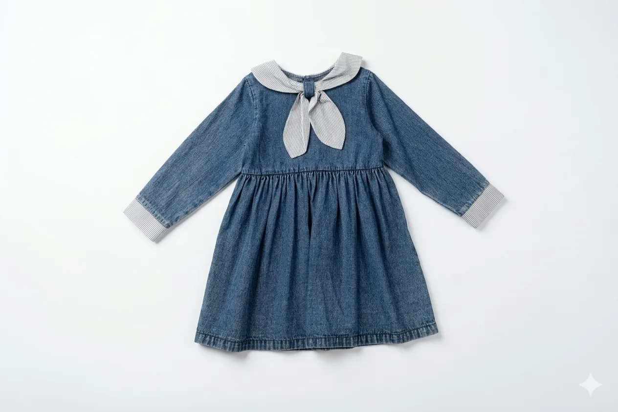 Sailor Bow Denim Day Dress