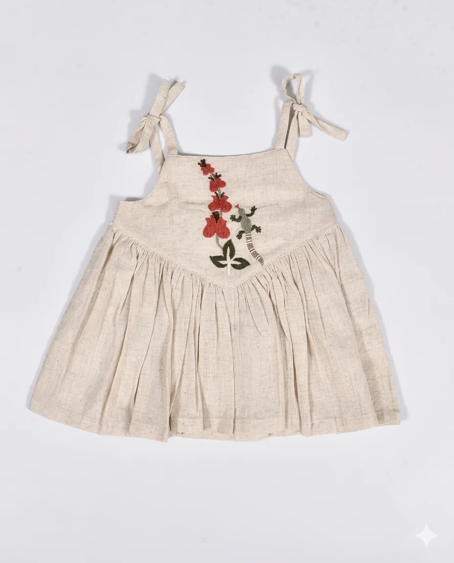 Botanical Frog Linen Dress