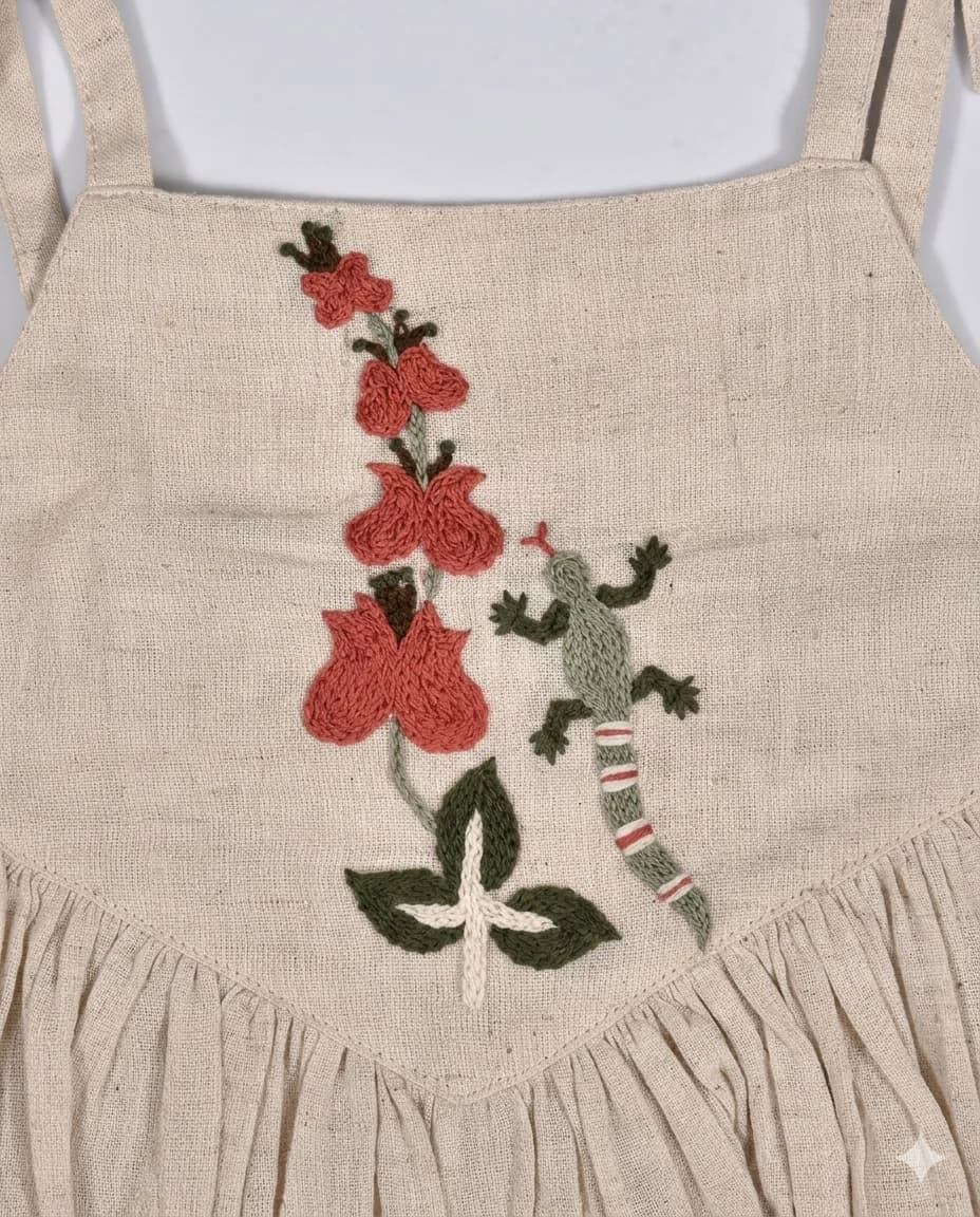 Botanical Frog Linen Dress thumbnail 2