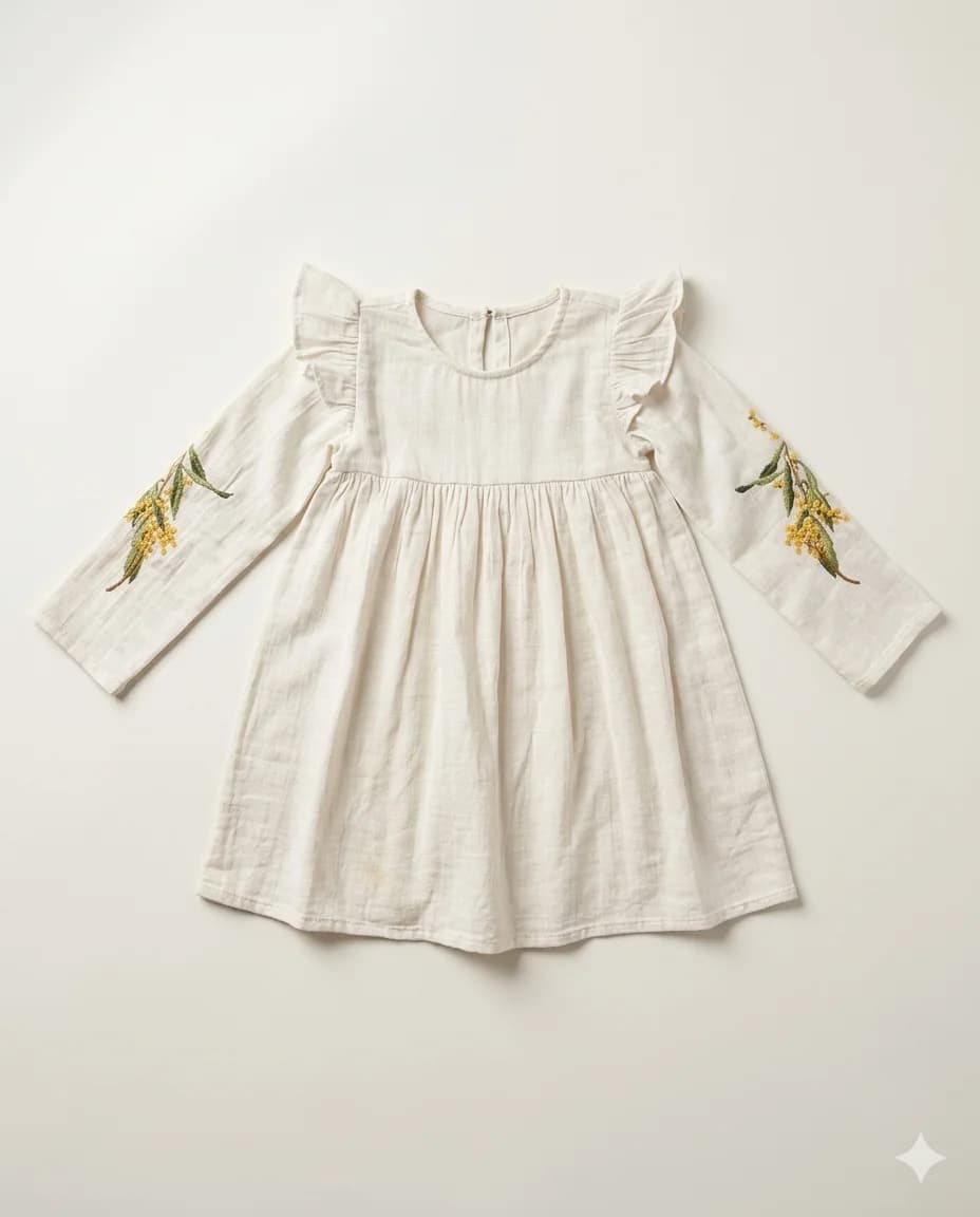 Botanical Sleeve Embroidery Dress