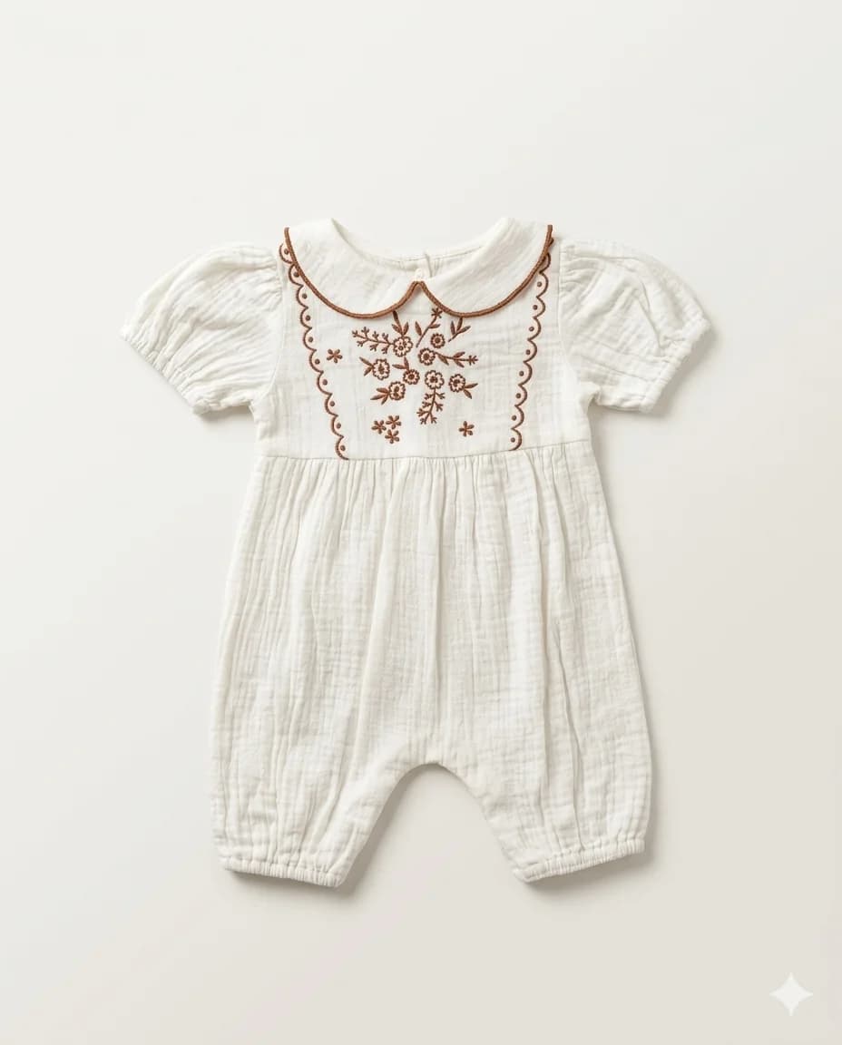 Floral Collar Muslin Romper
