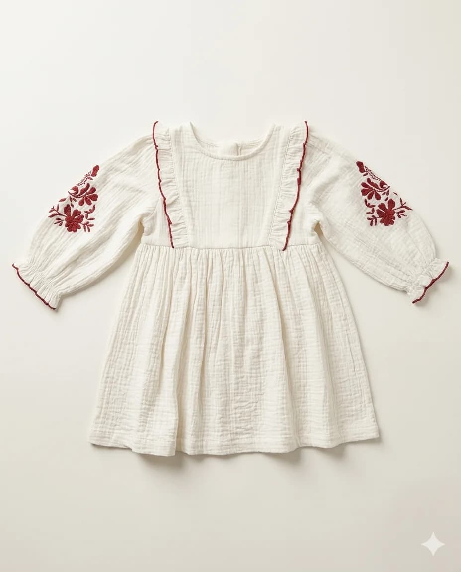 Folk Floral Sleeve Dress