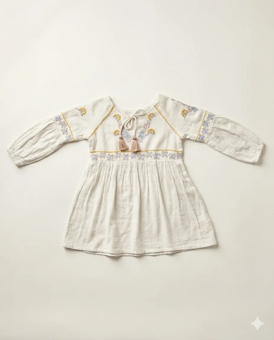 Folk Tassel Embroidery Dress