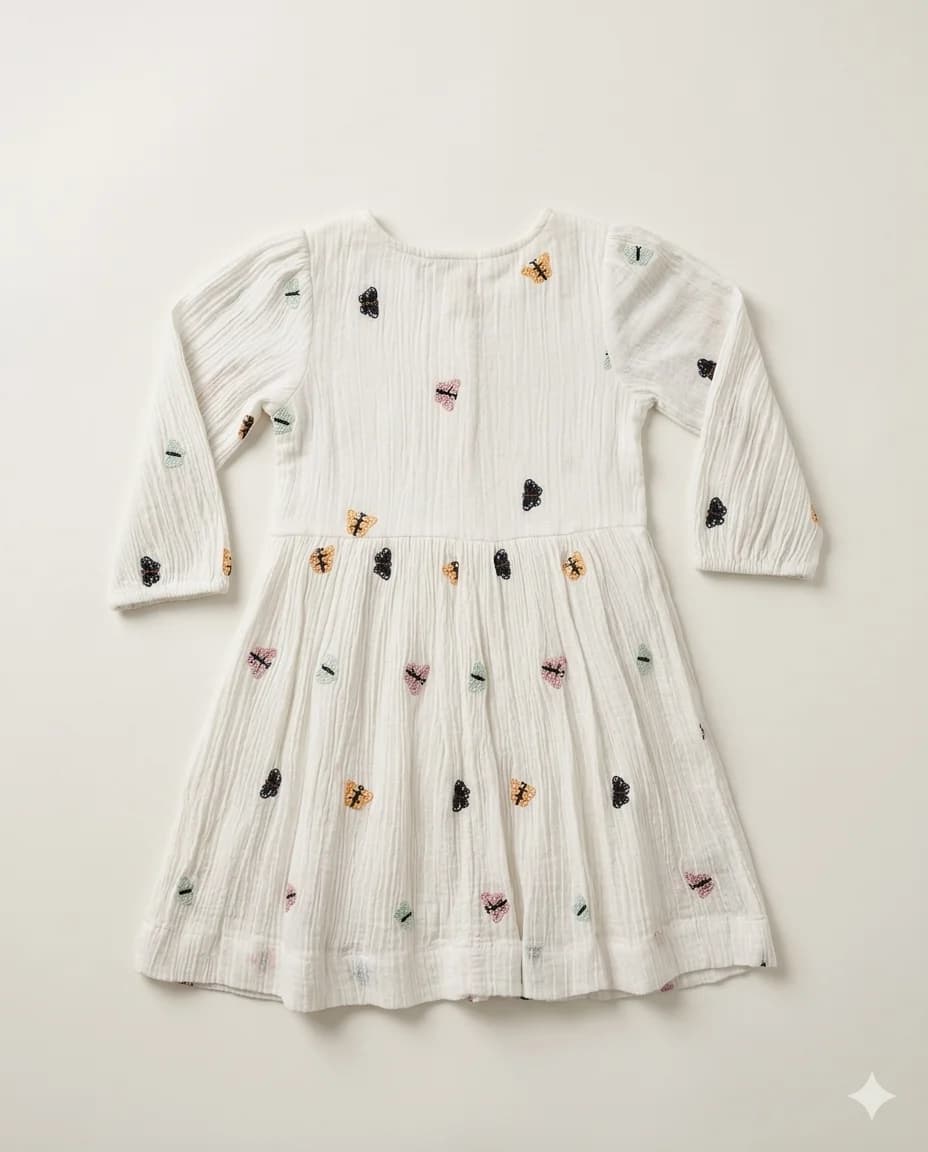 Scattered Bug Embroidery Dress