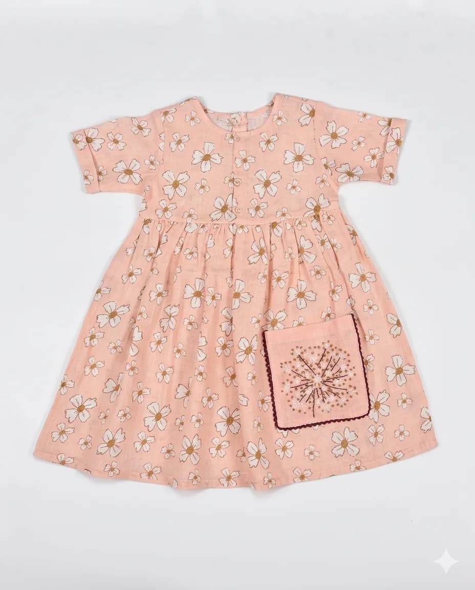 Blush Daisy Linen Dress