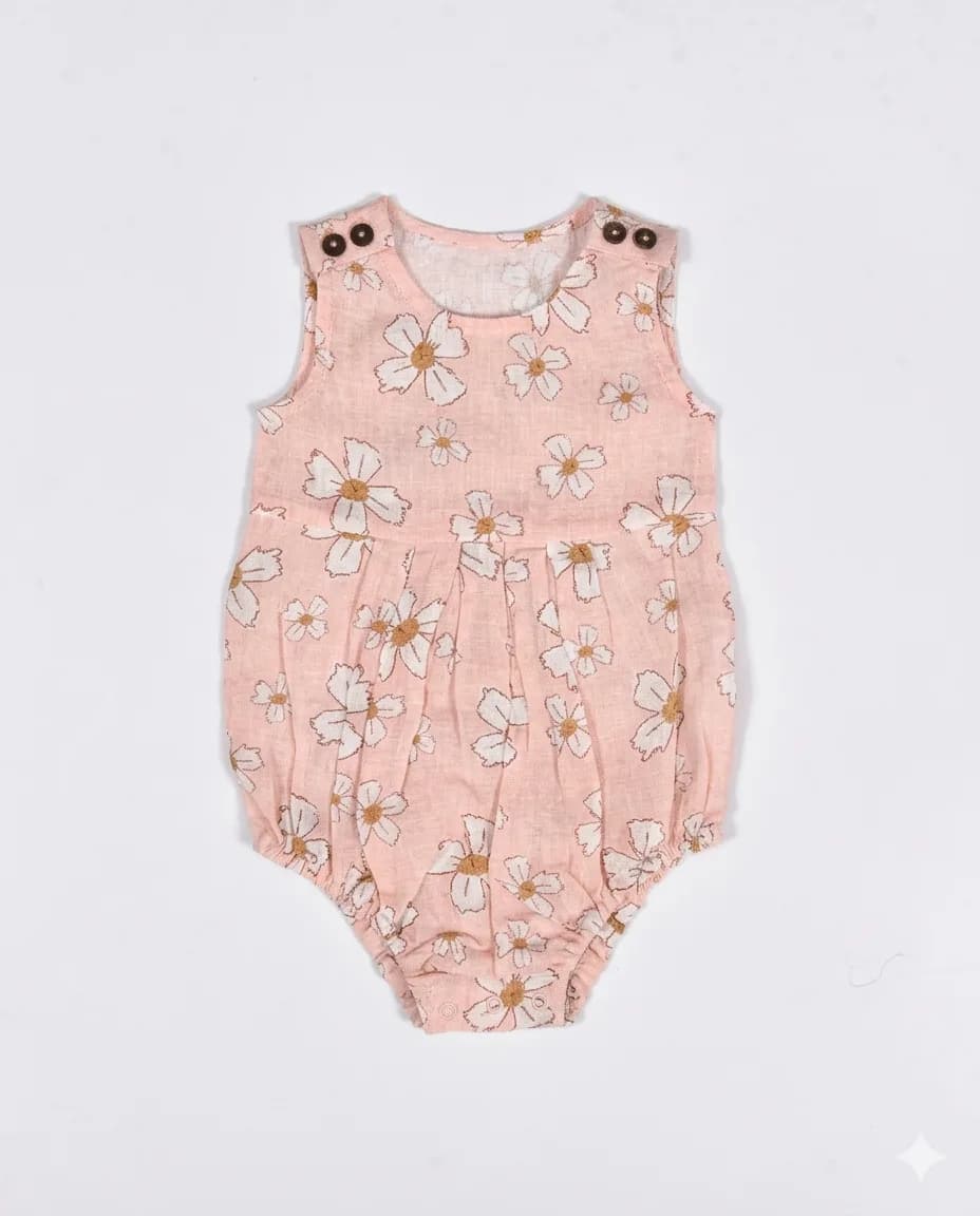 Blush Daisy Linen Romper