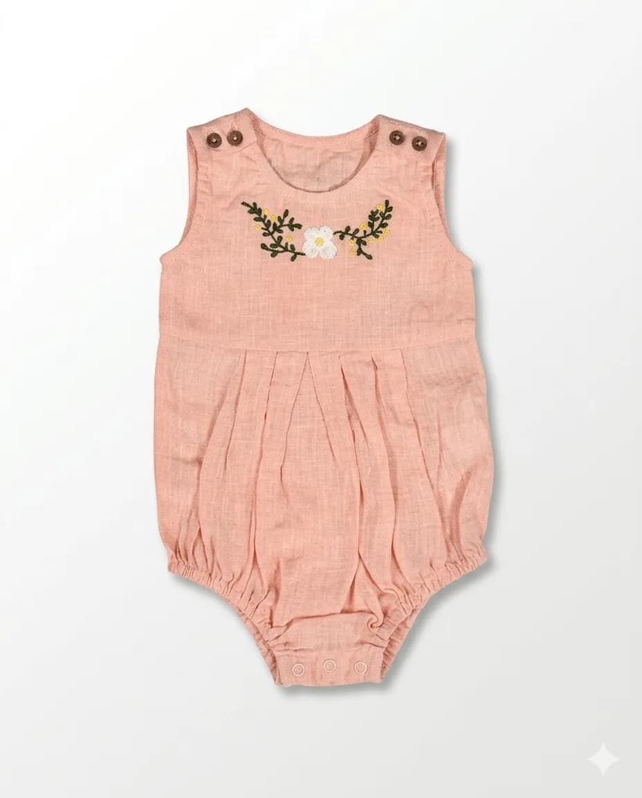 Blush Embroidered Linen Romper