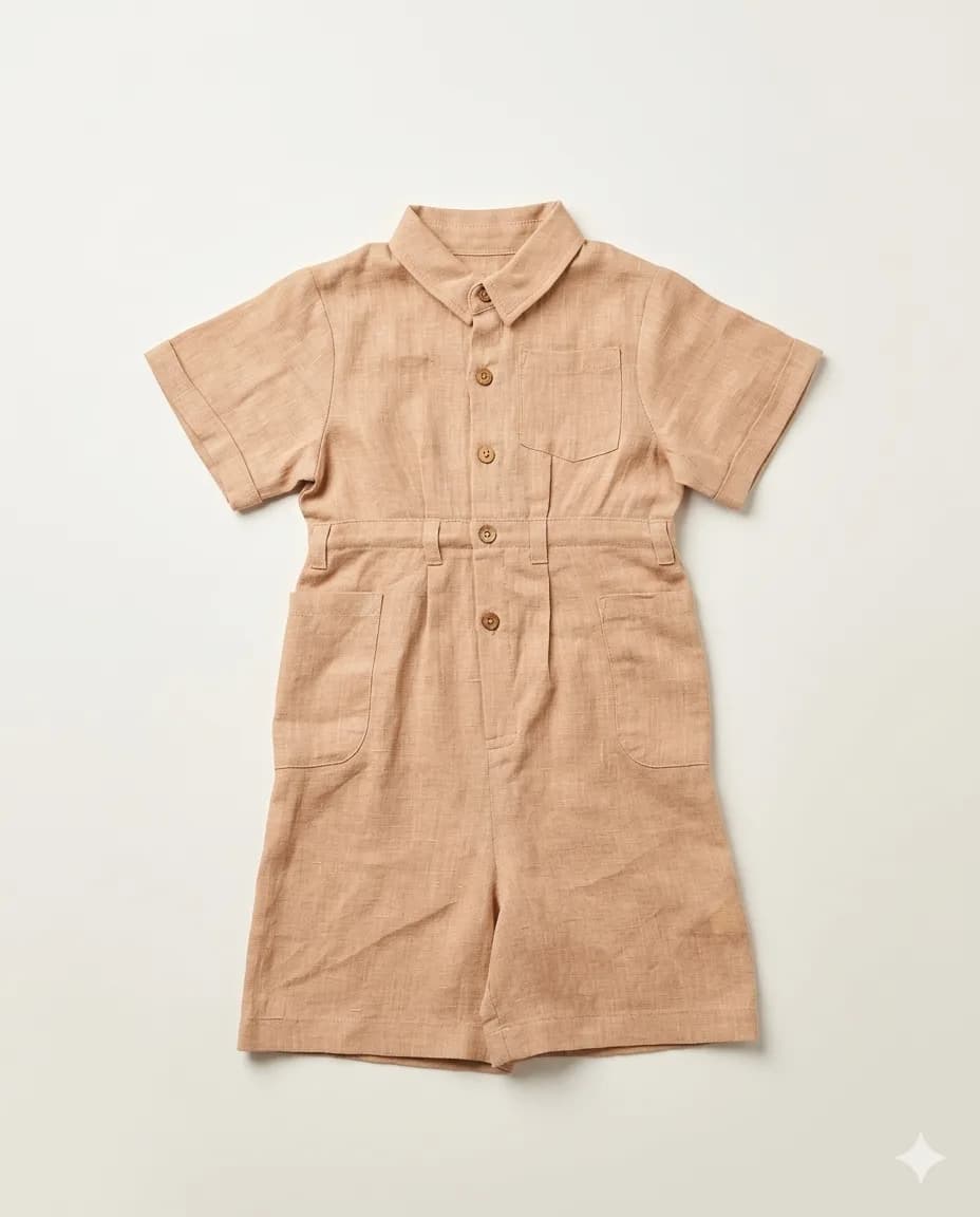 Camel Linen Playsuit