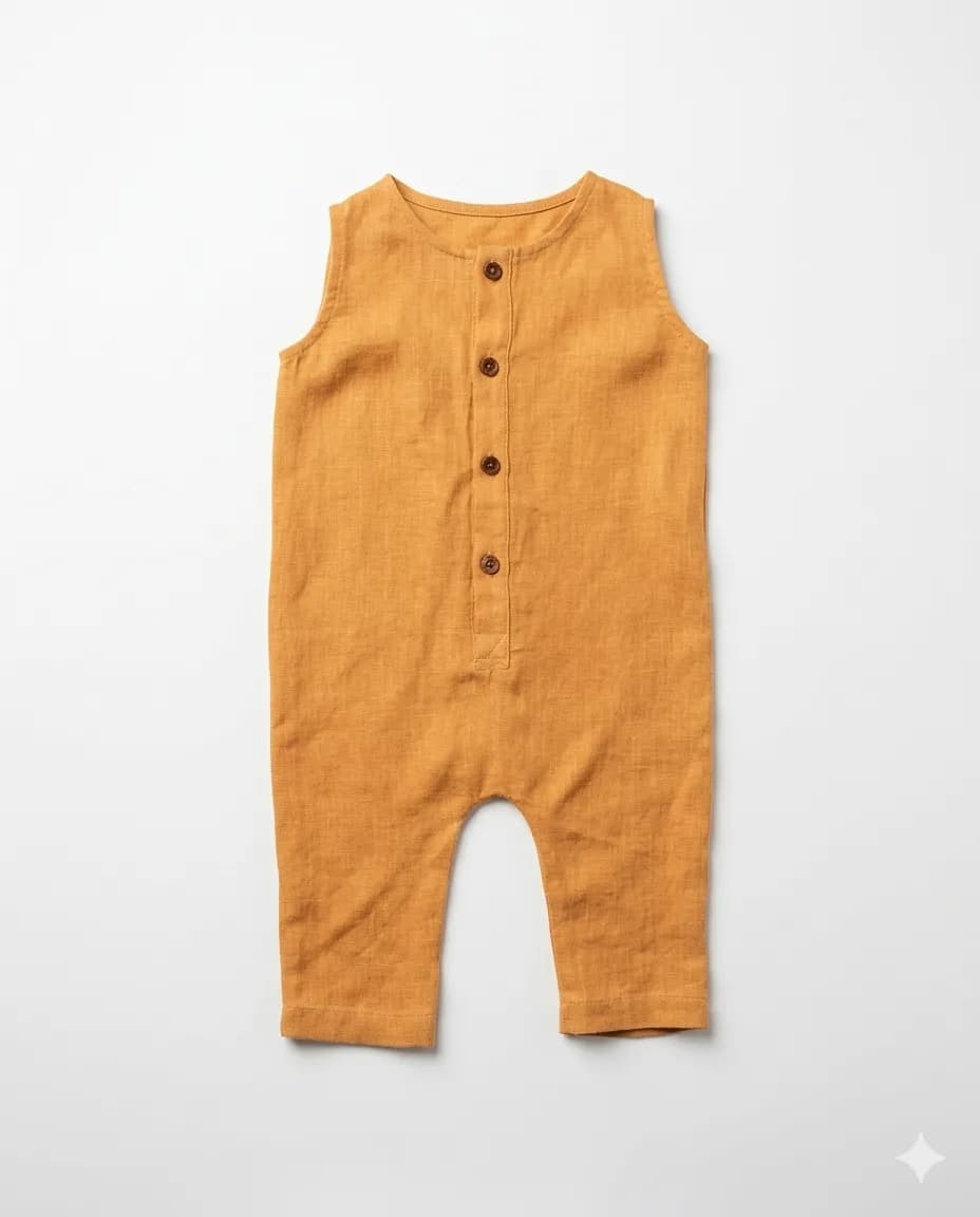 Mustard Linen Button Jumpsuit