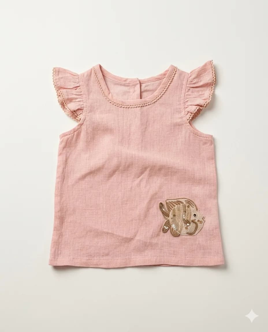 Pink Ruffle Linen Top
