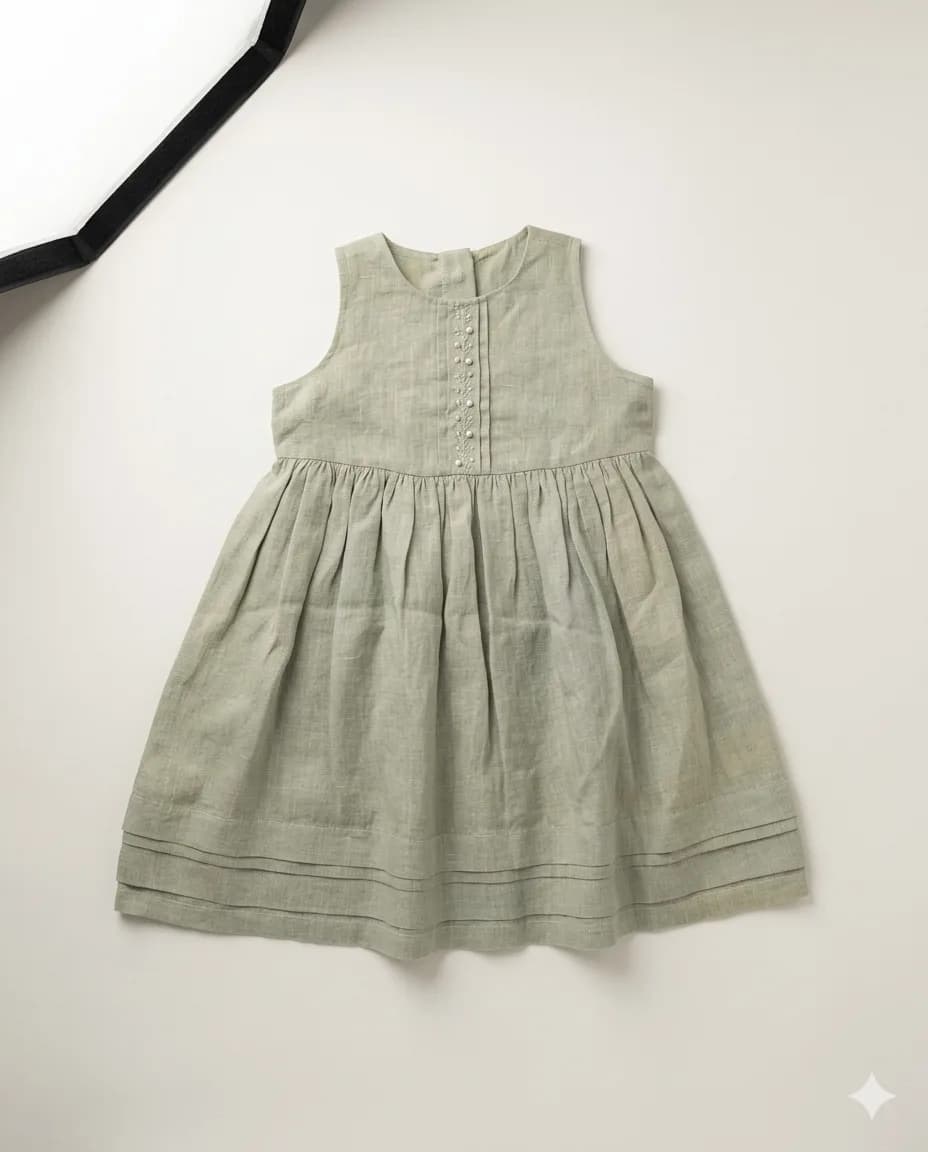 Sage Linen Pinafore Dress
