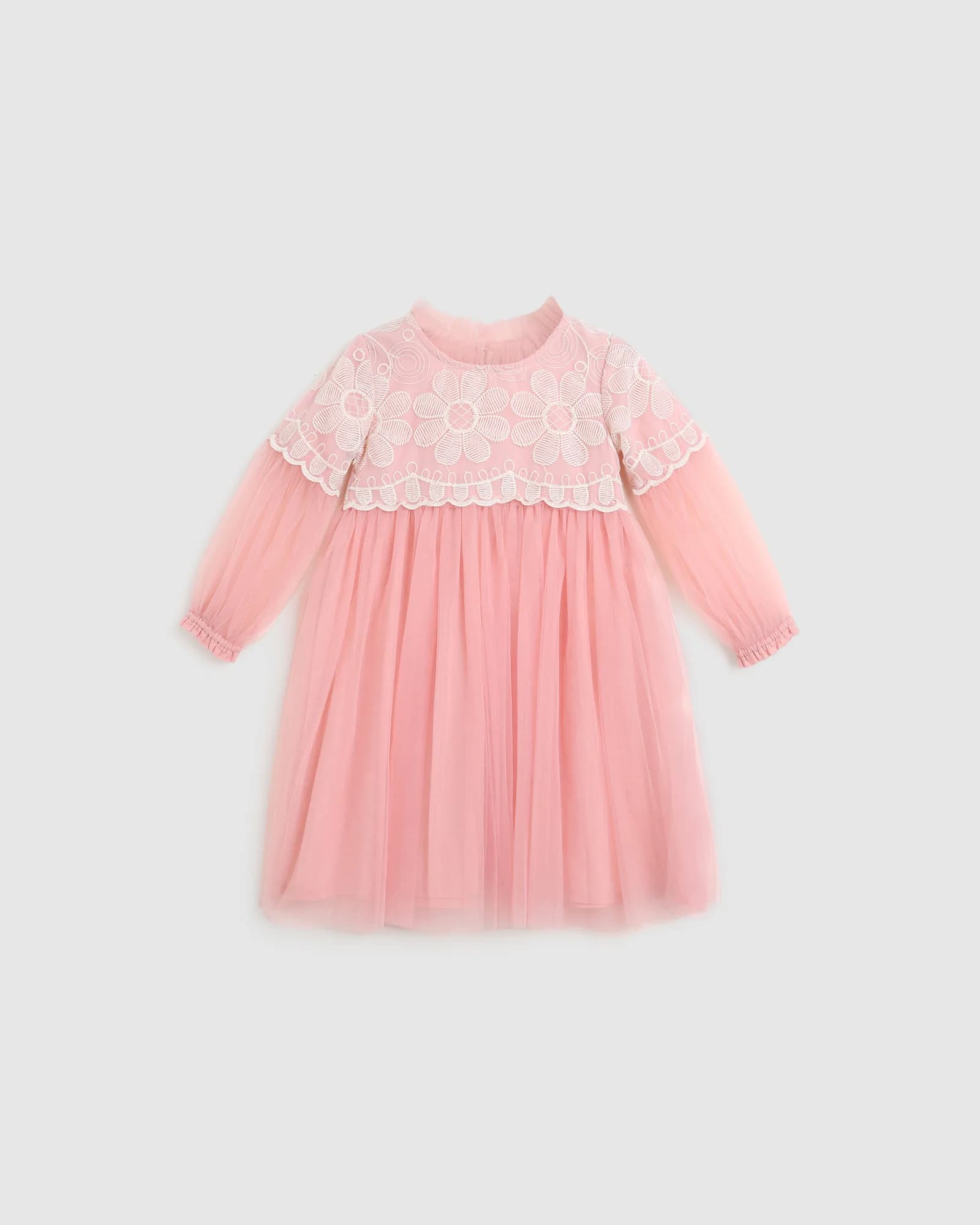 Embroidery Yoke Tulle Dress