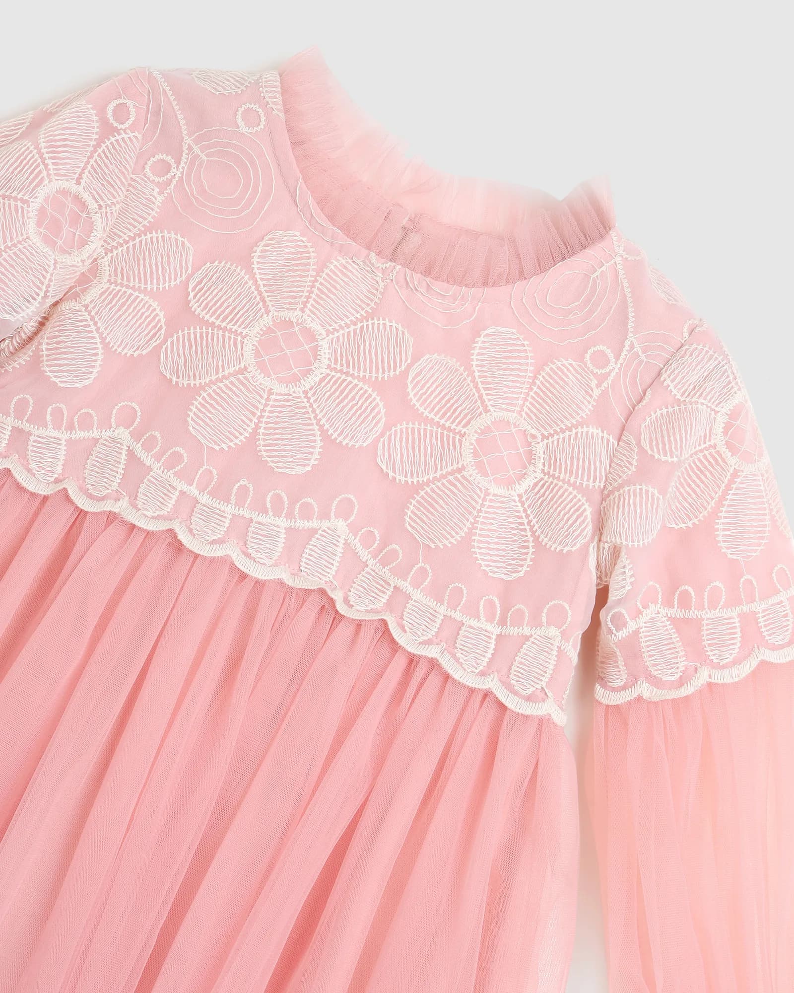 Embroidery Yoke Tulle Dress thumbnail 3