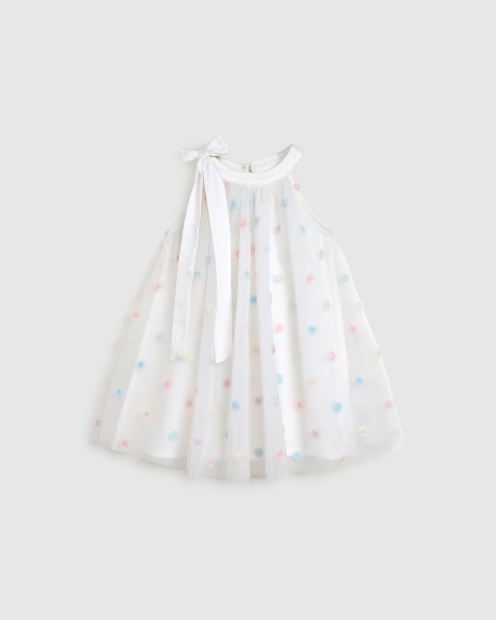 Pastel Floral Appliqué Dress