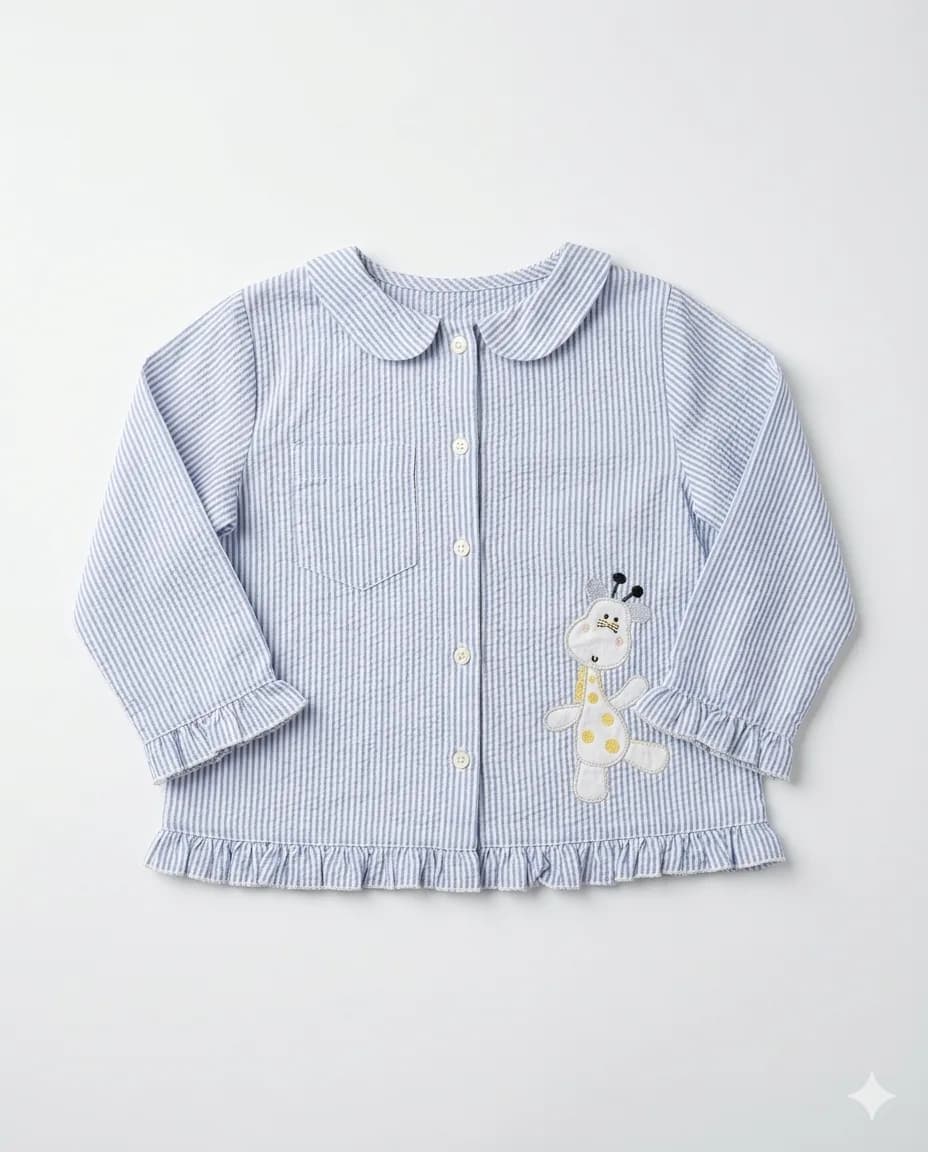 Blue Gingham Frill PJ Set
