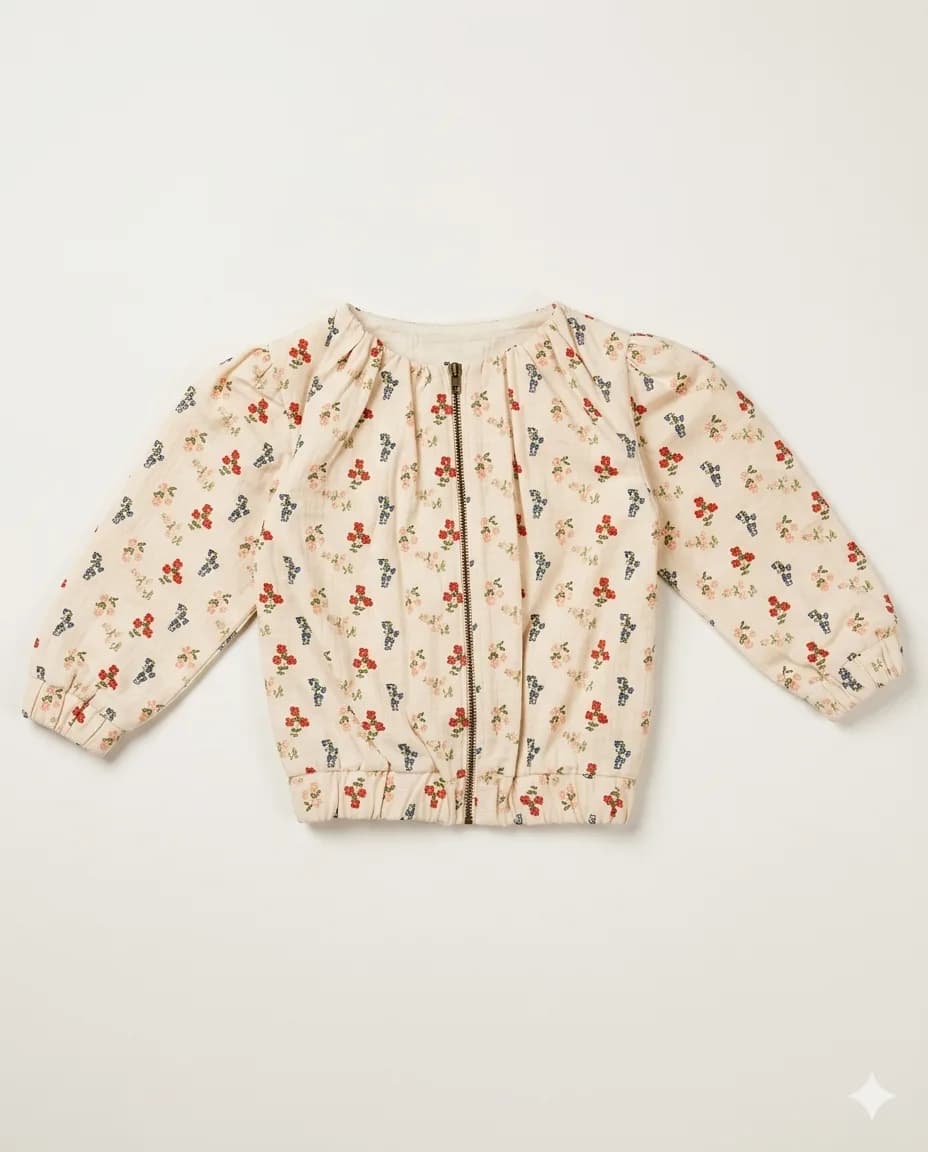 Folk Floral Zip Cardigan
