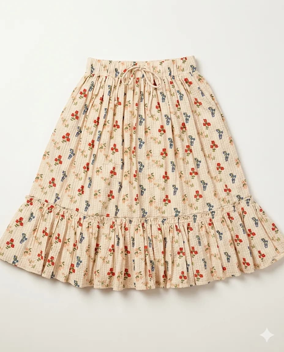 Folk Floral Midi Skirt