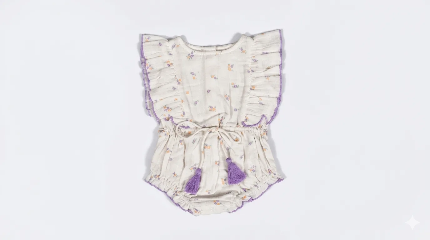 Lavender Floral Ruffle Romper