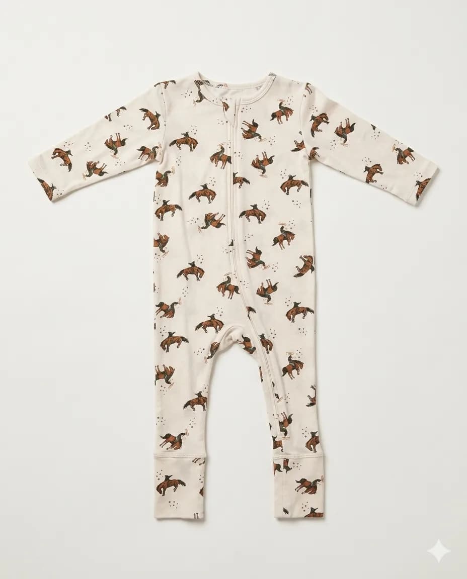 Rodeo Print Zip Romper