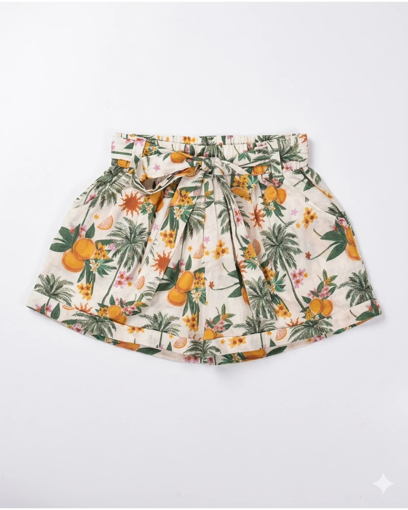 Tropical Pineapple Paper-Bag Shorts