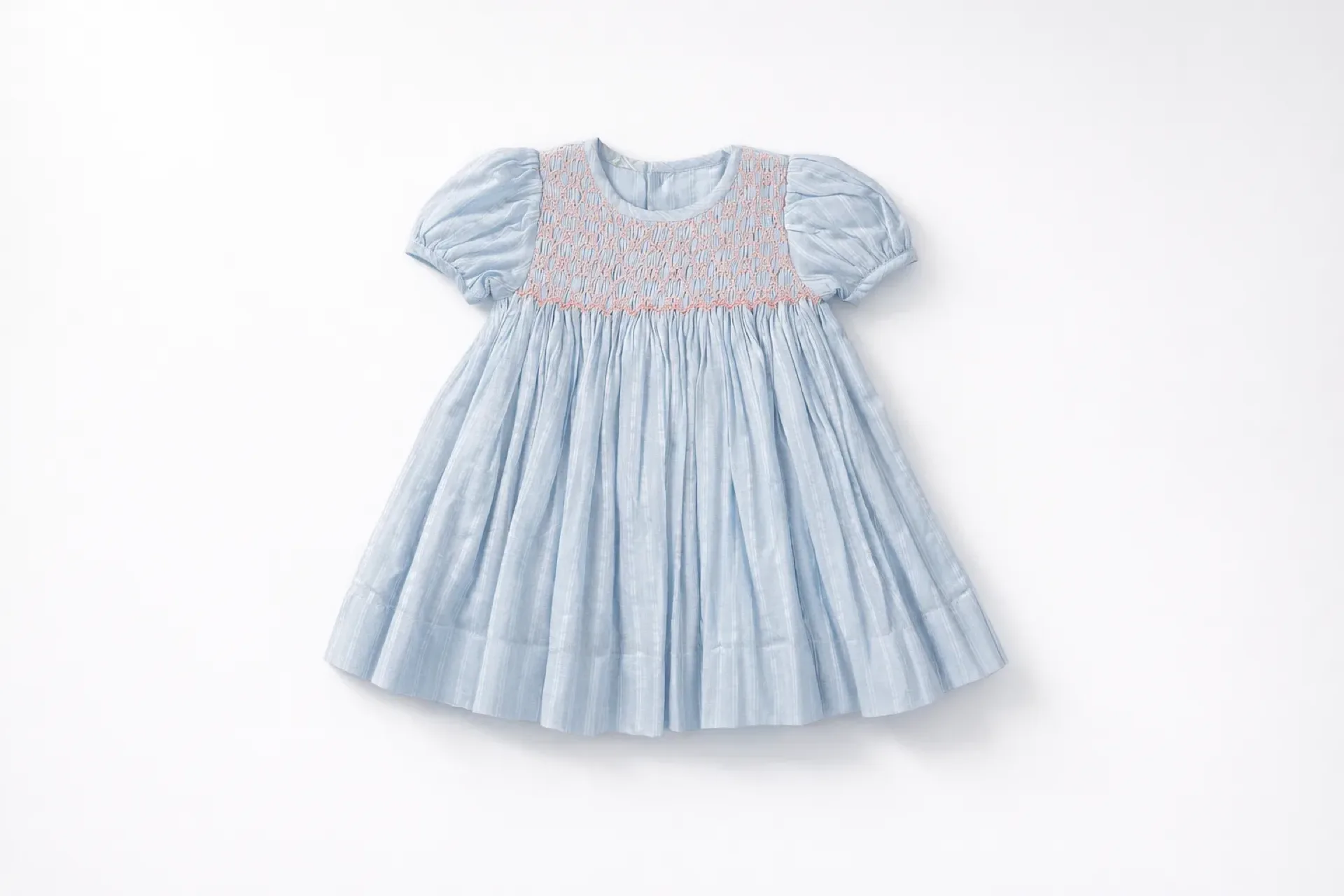 Blue Chambray Smocked Yoke Dress