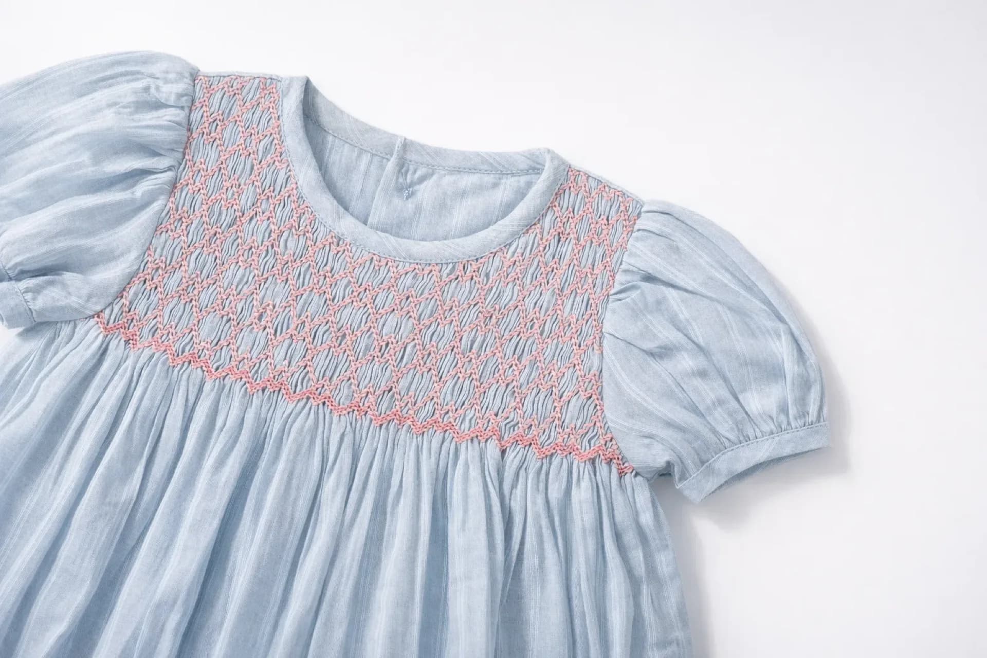 Blue Chambray Smocked Yoke Dress thumbnail 2