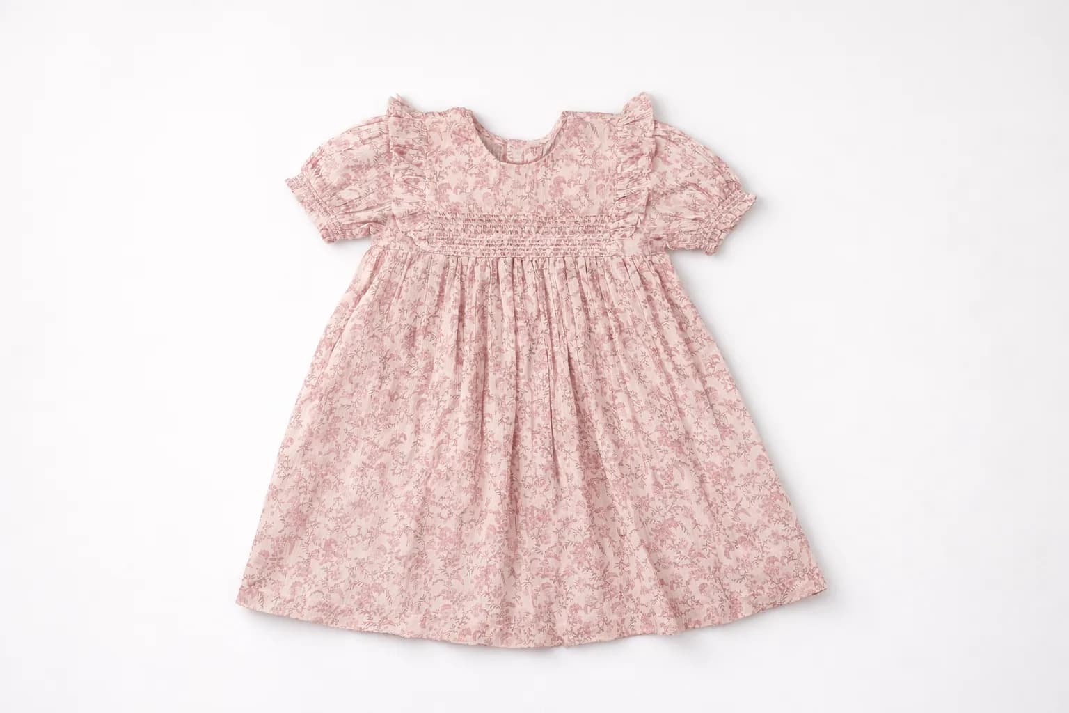Dusty Rose Floral Smock Dress
