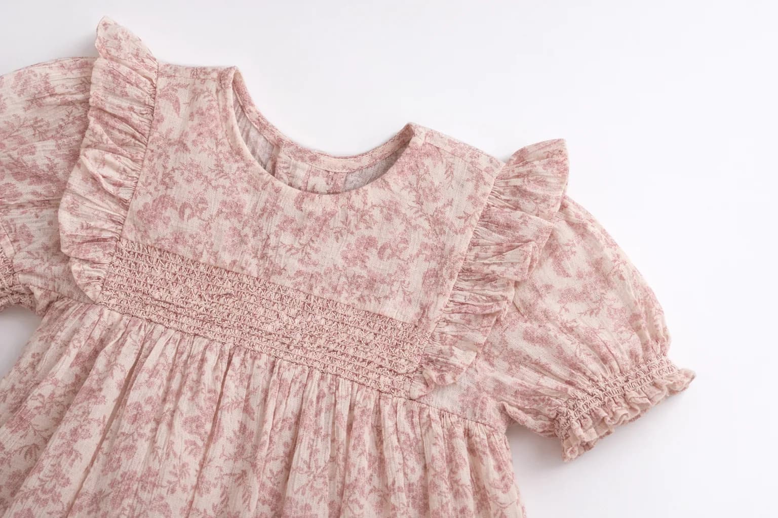 Dusty Rose Floral Smock Dress thumbnail 2