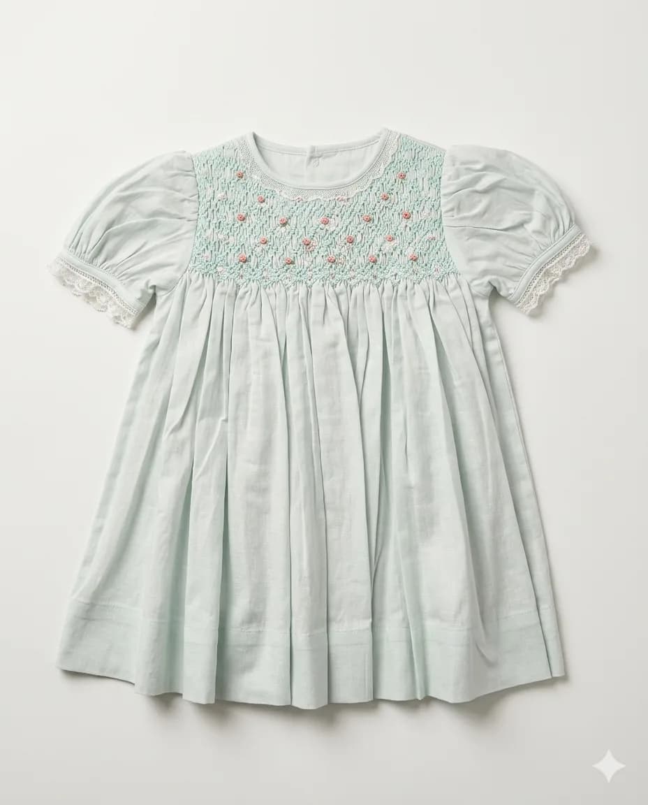 Mint Rose Smocked Dress