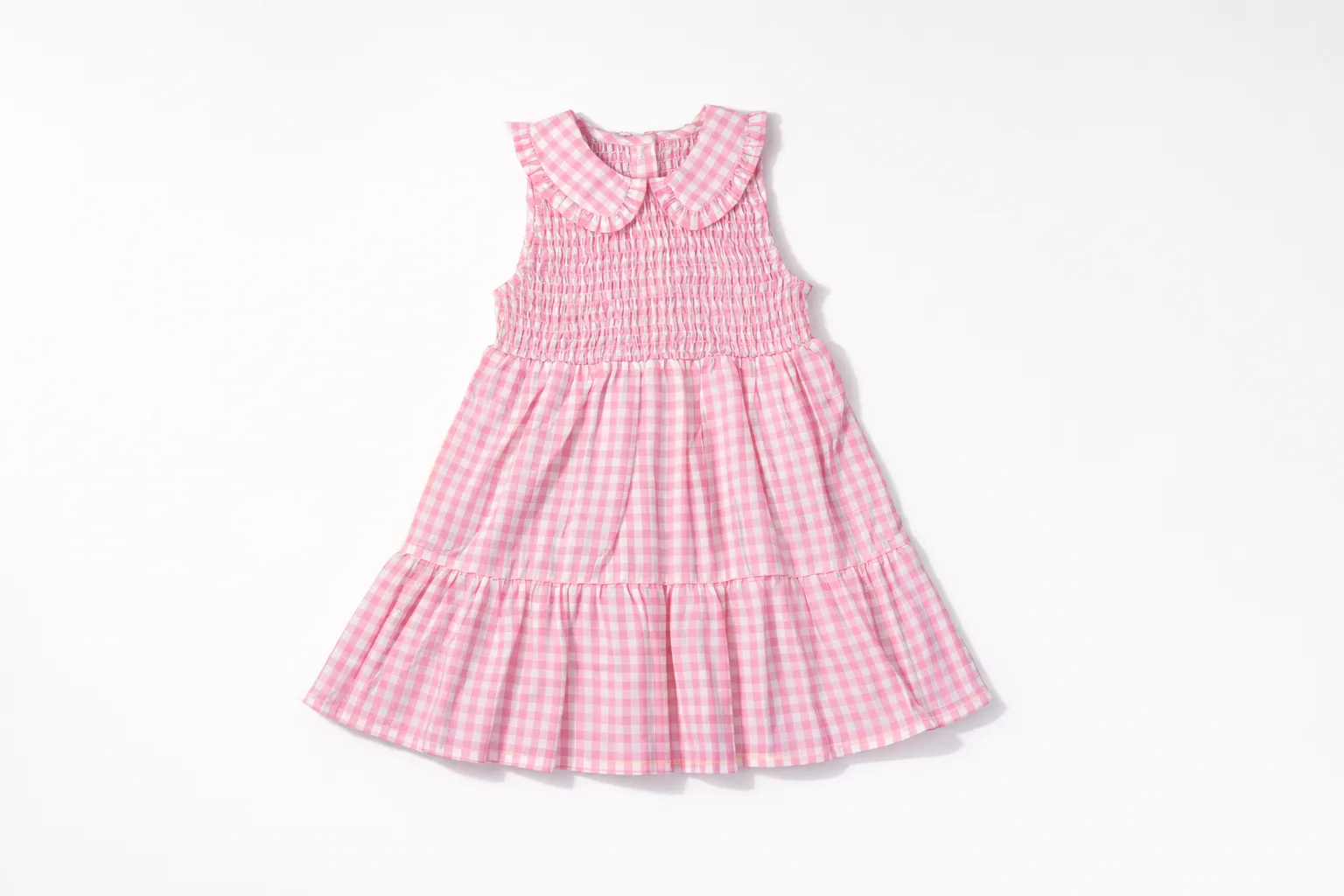 Pink Gingham Smocked Dress