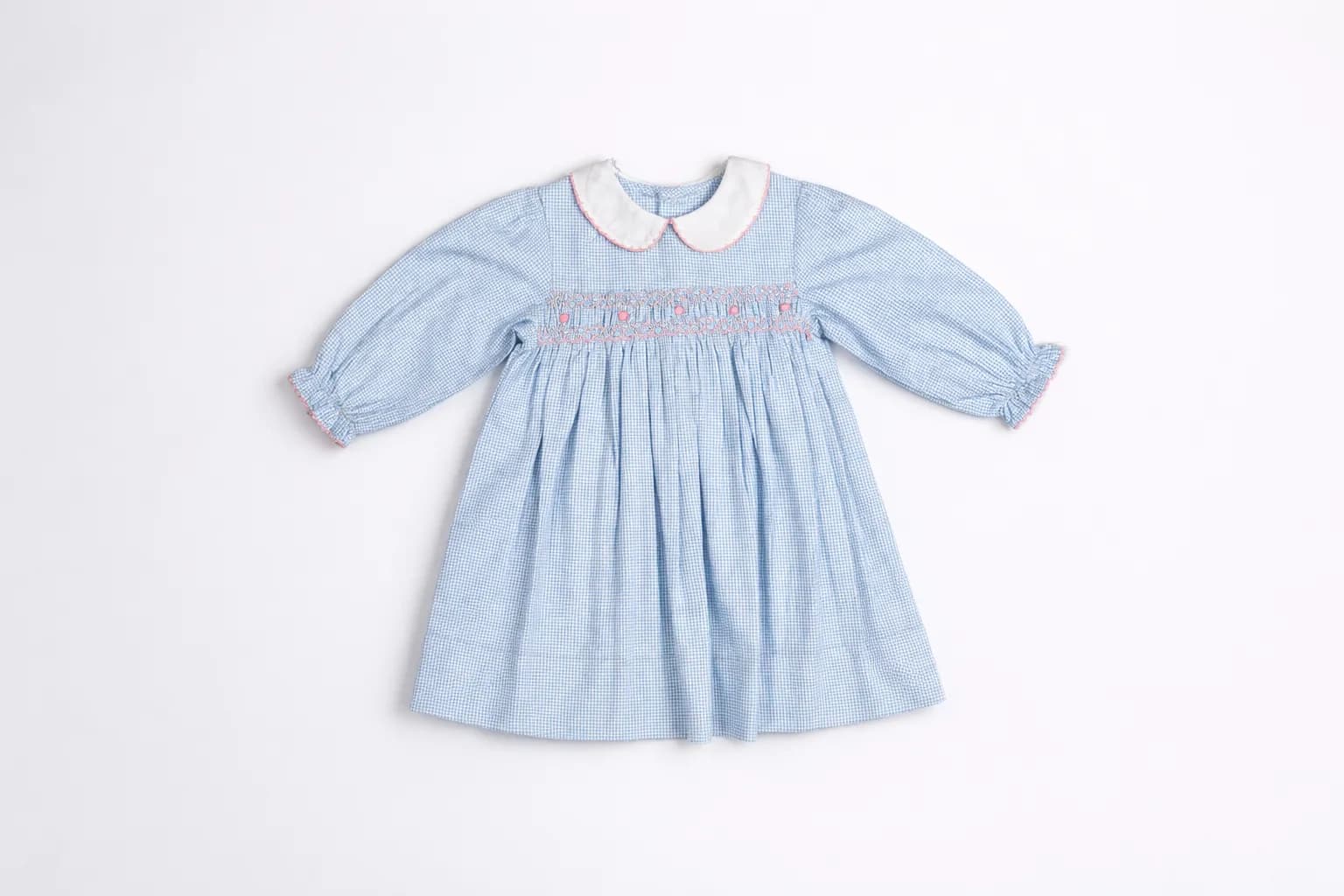Sky Blue Smocked Collar Dress