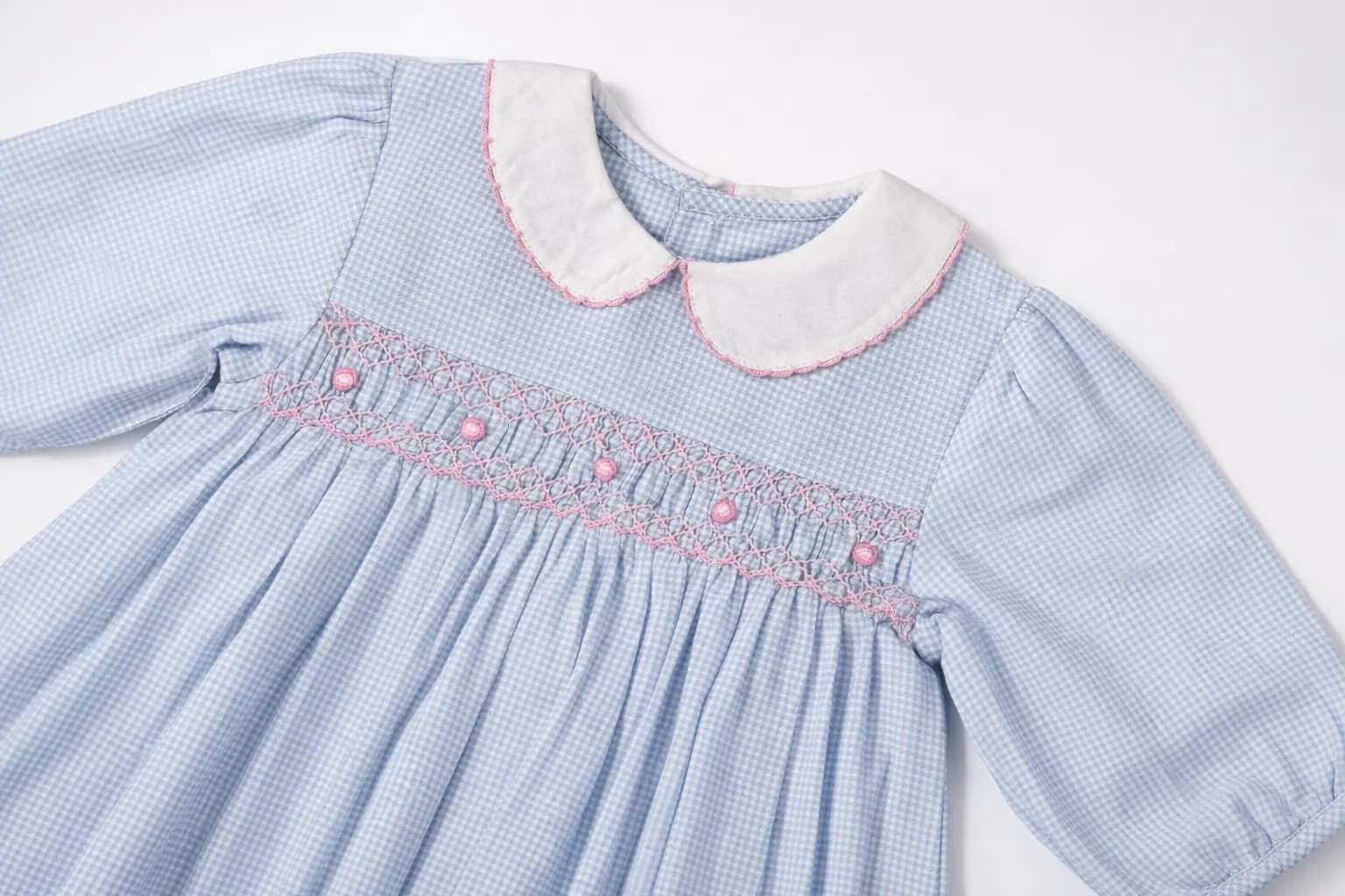 Sky Blue Smocked Collar Dress thumbnail 2
