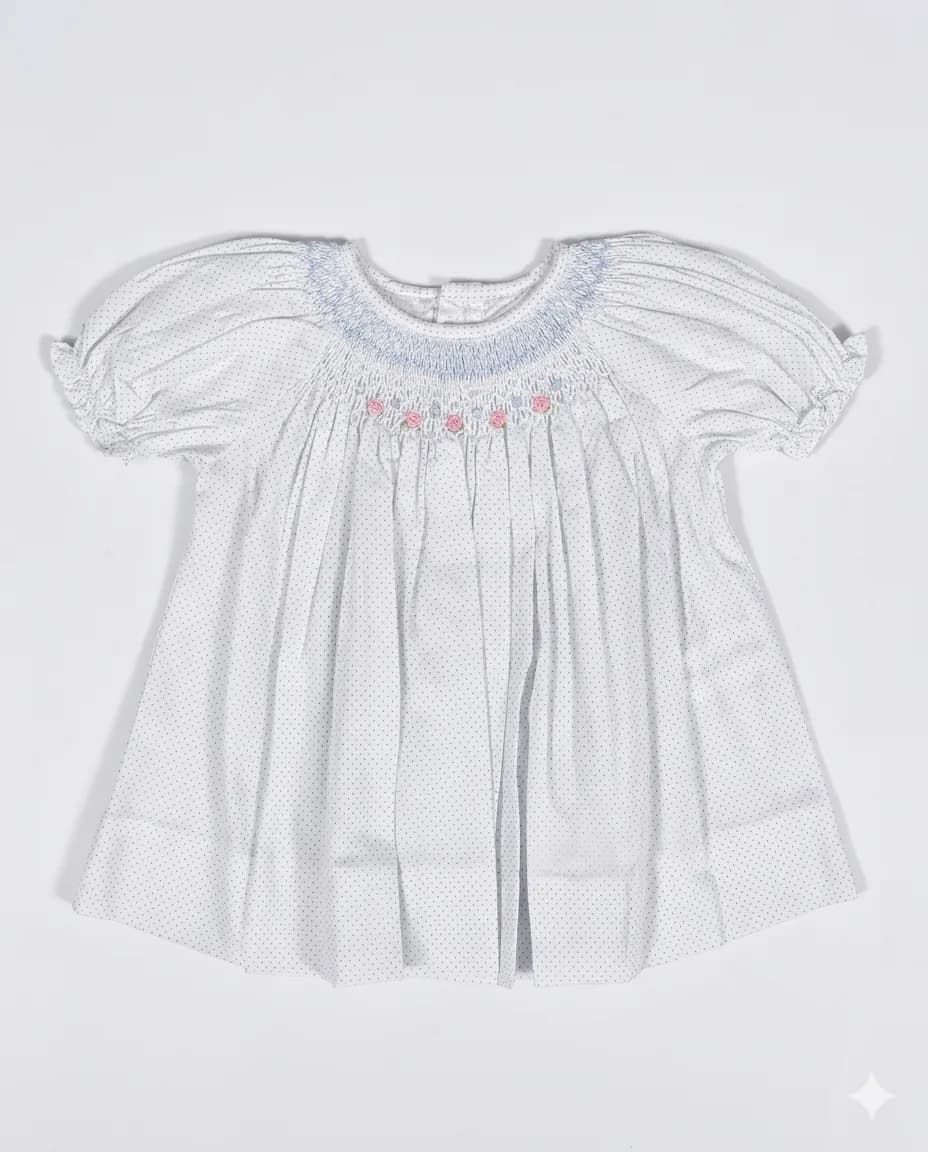 White Rose Smocked Dress