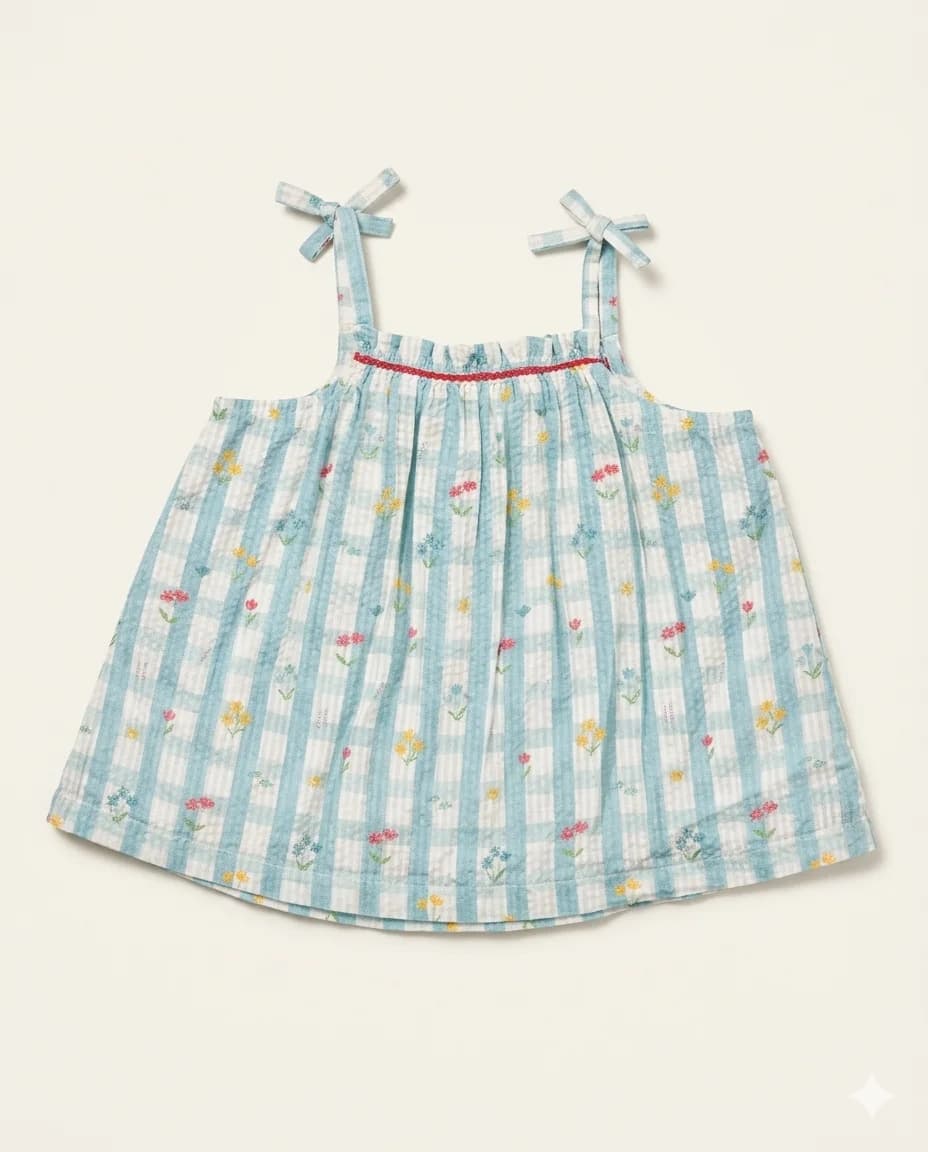 Blue Gingham Tie Sundress