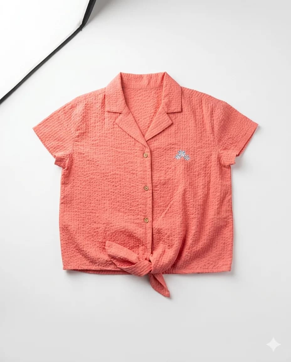 Coral Tie-Front Shirt