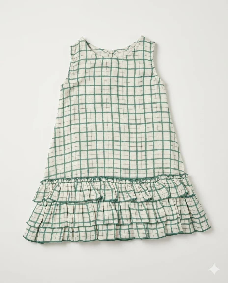 Green Check Ruffle Dress