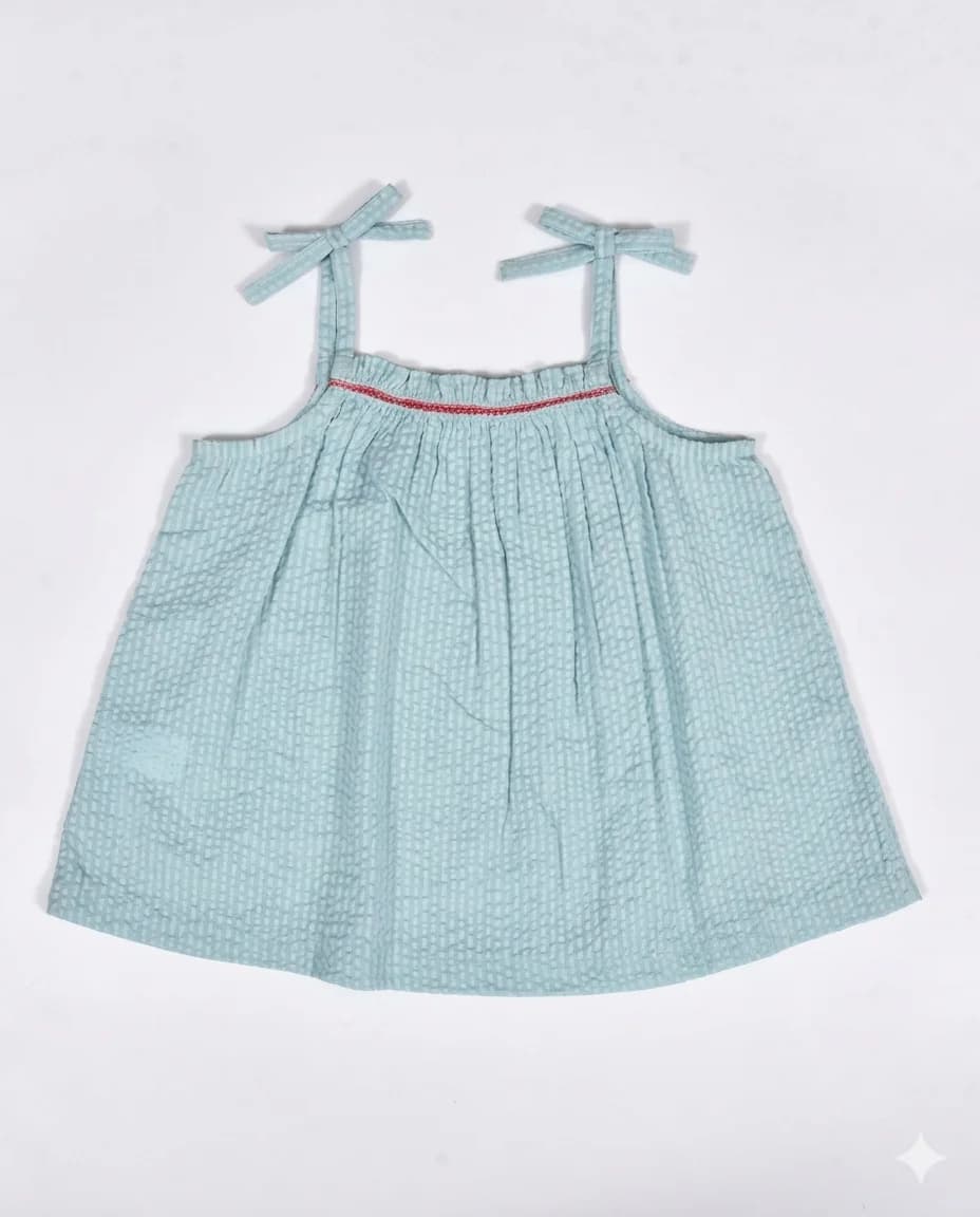 Mint Seersucker Tie Sundress
