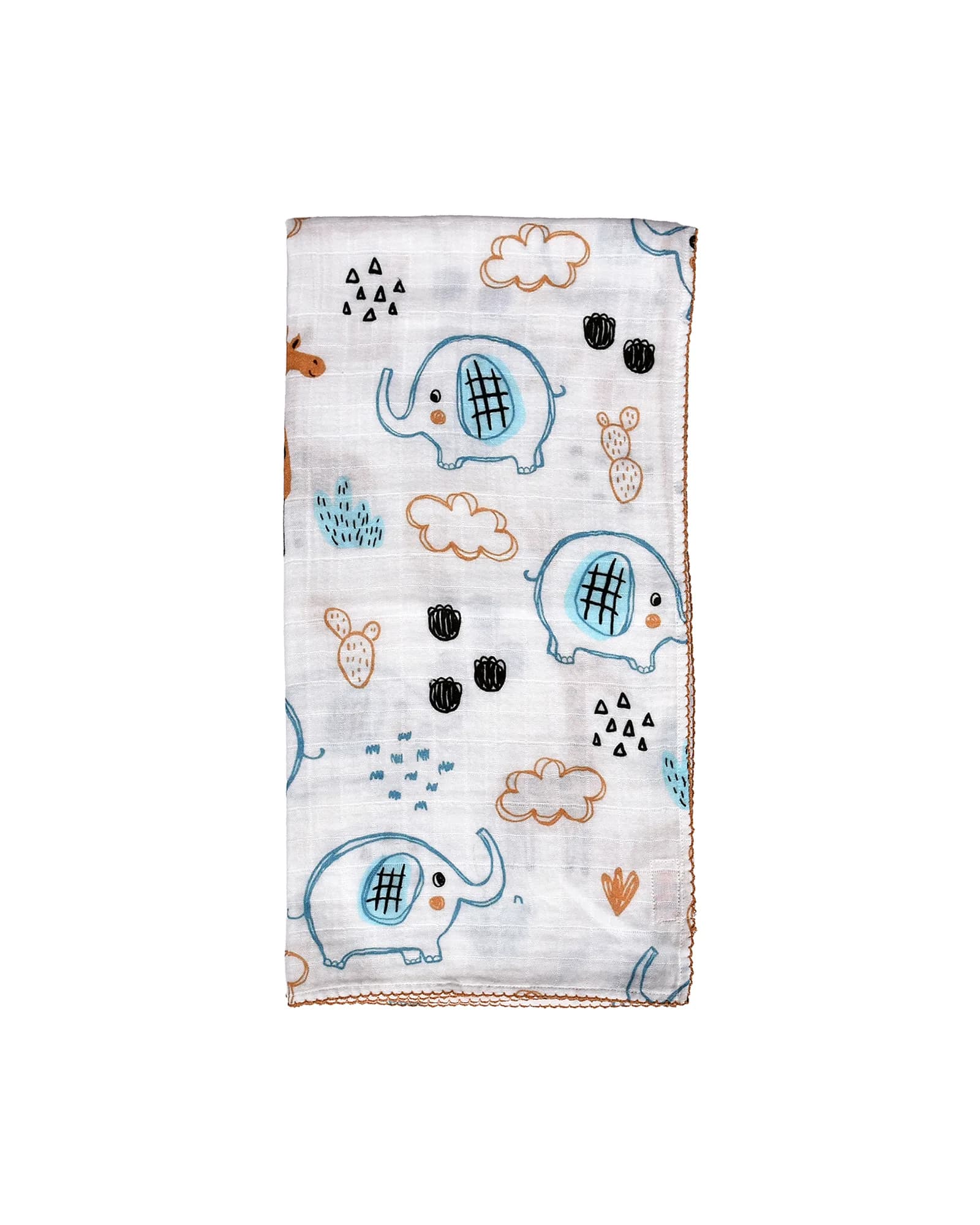 Blue Elephant Muslin Swaddle