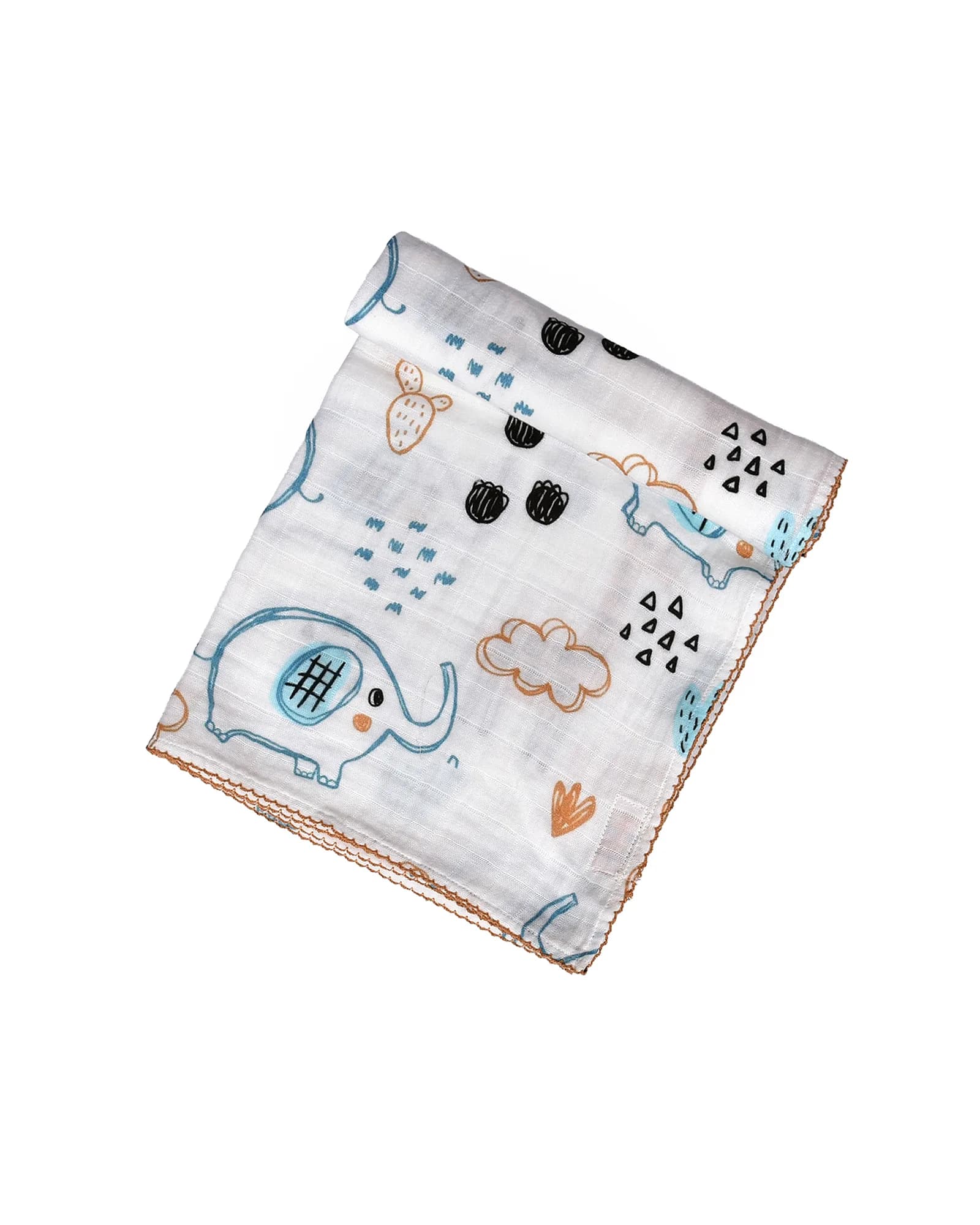 Blue Elephant Muslin Swaddle thumbnail 2