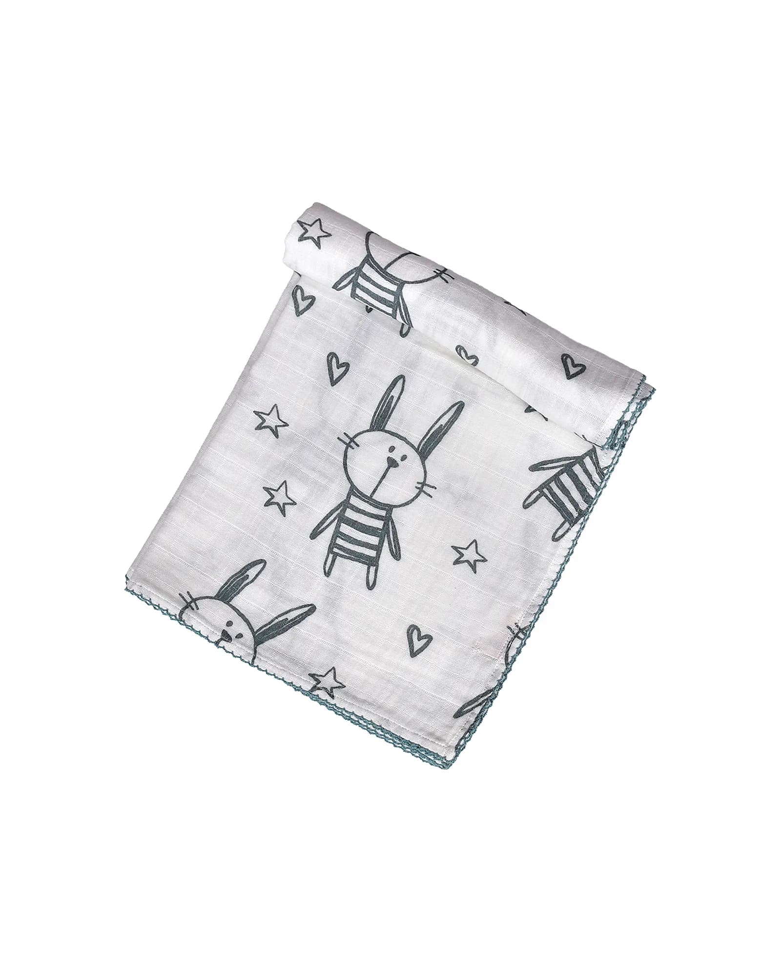 Bunny Hearts Muslin Swaddle thumbnail 2