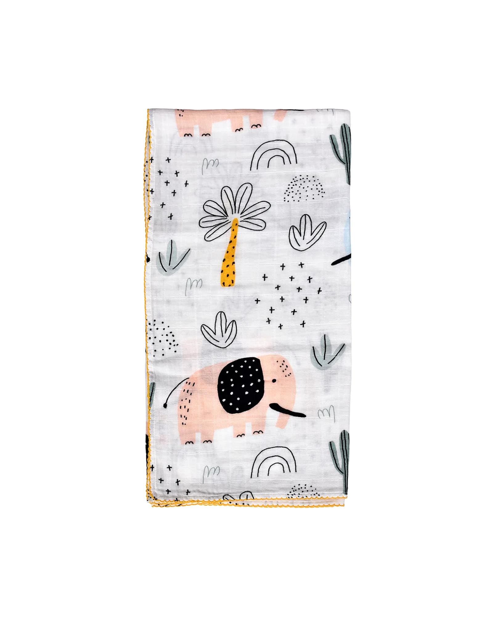 Pink Elephant Muslin Swaddle thumbnail 2
