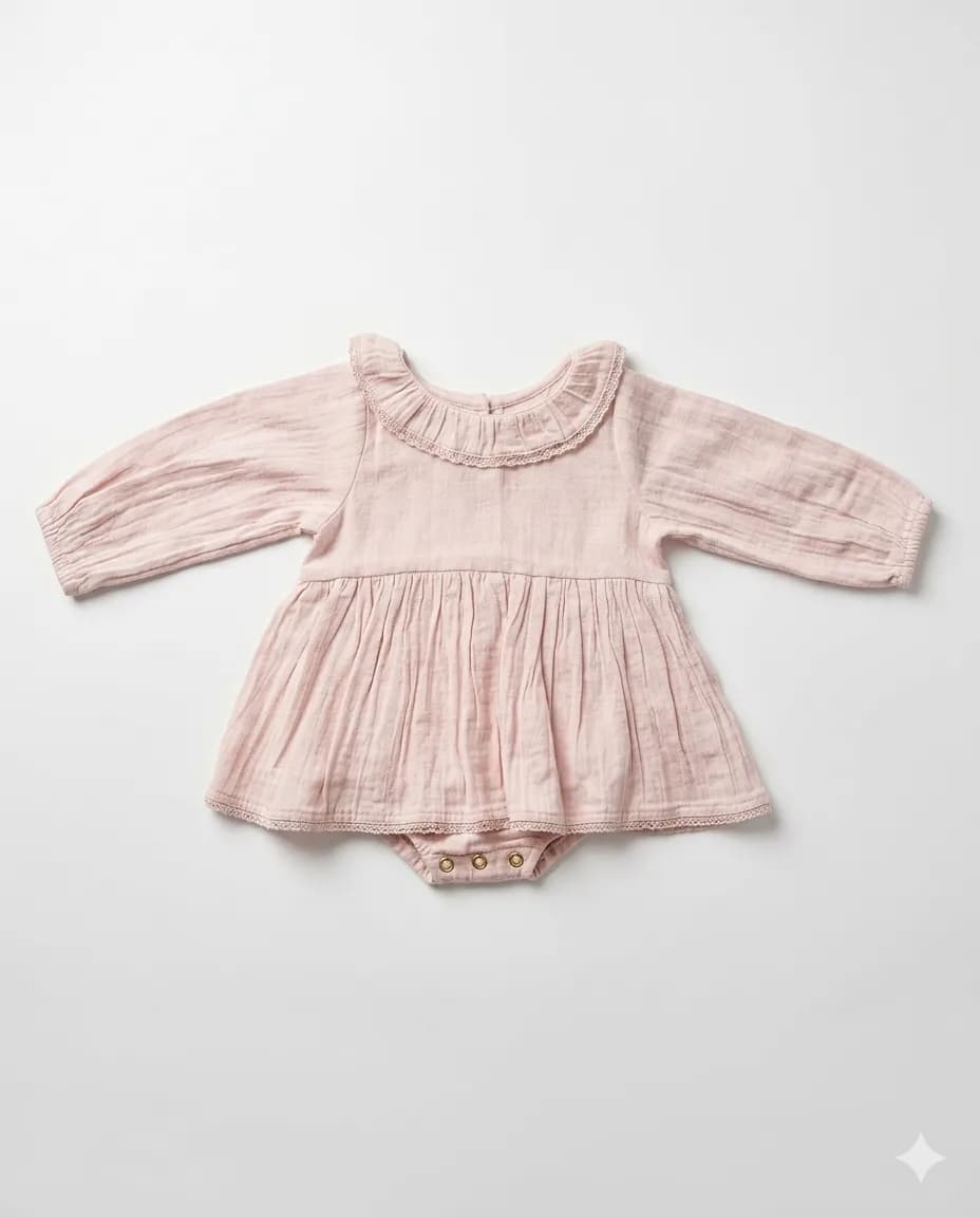 Blush Muslin Long-Sleeve Romper