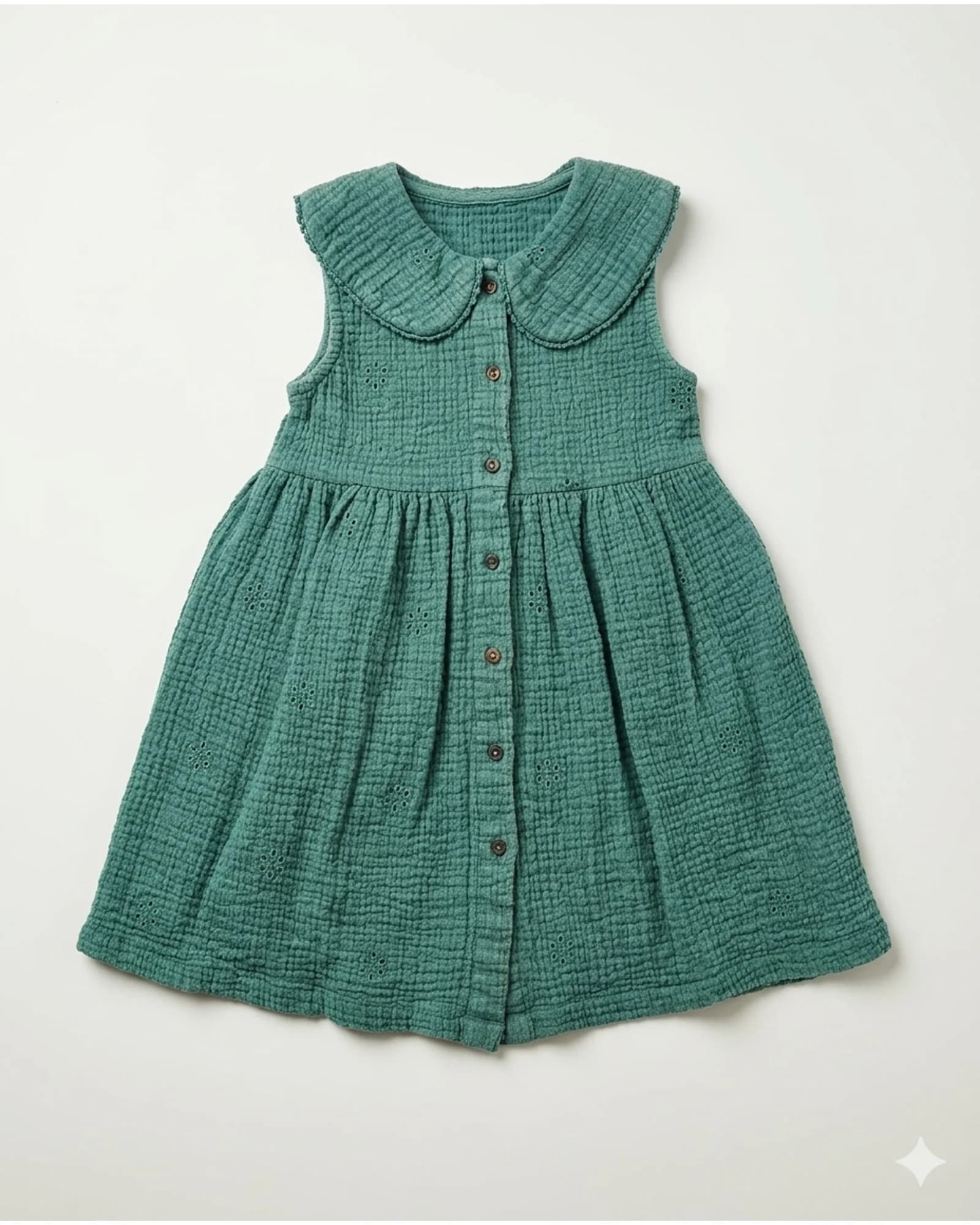 Green Muslin Collar Dress