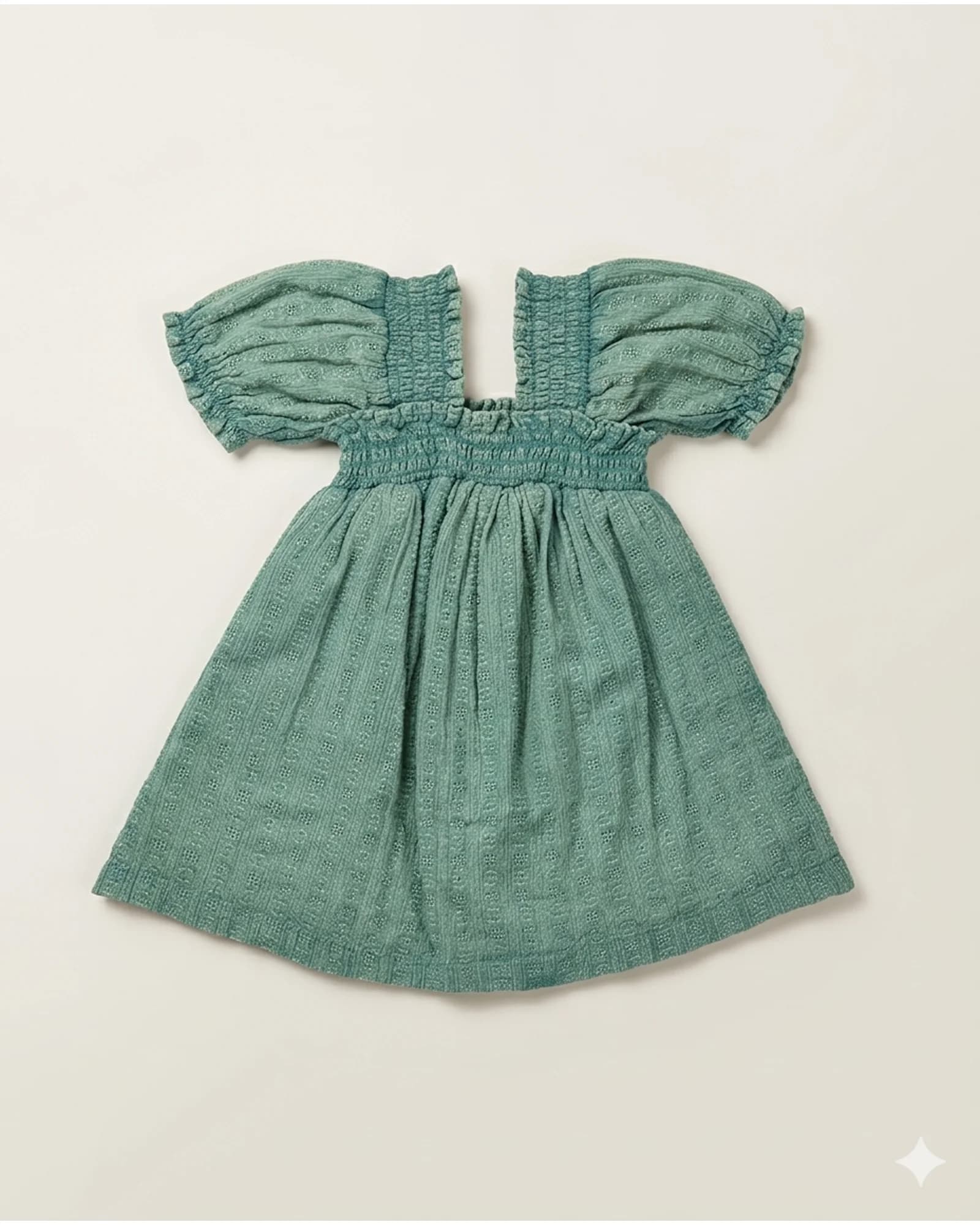 Green Muslin Smocked Dress