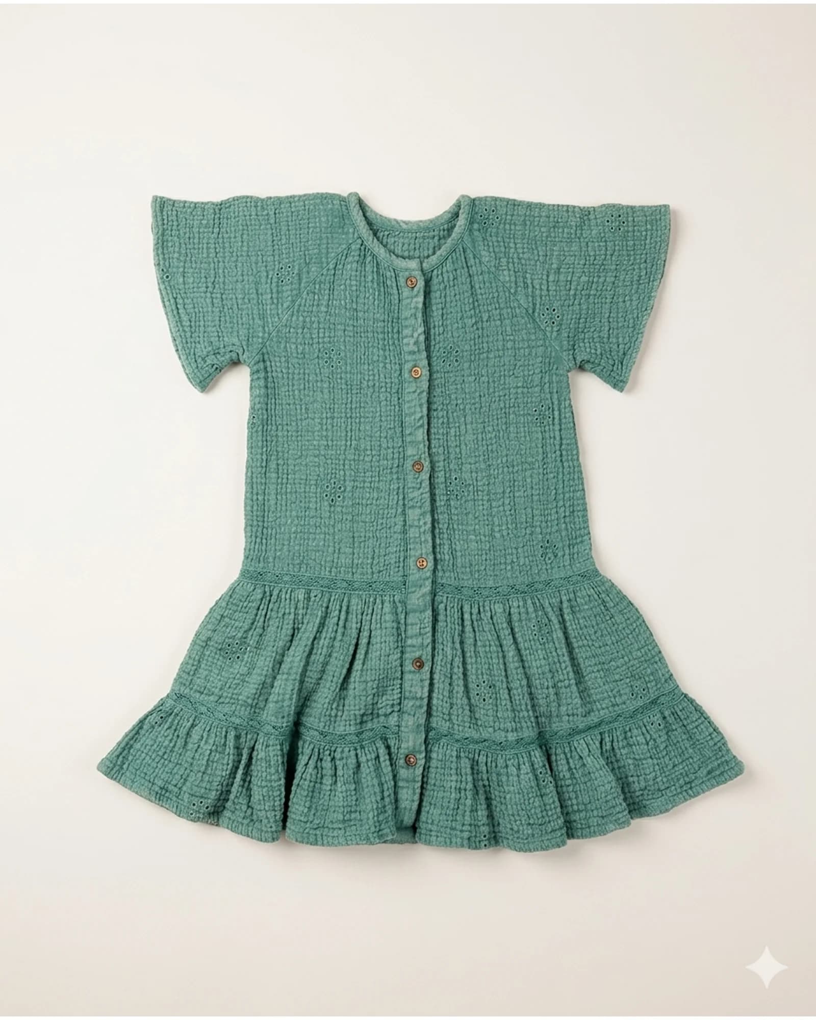 Green Muslin Tiered Dress