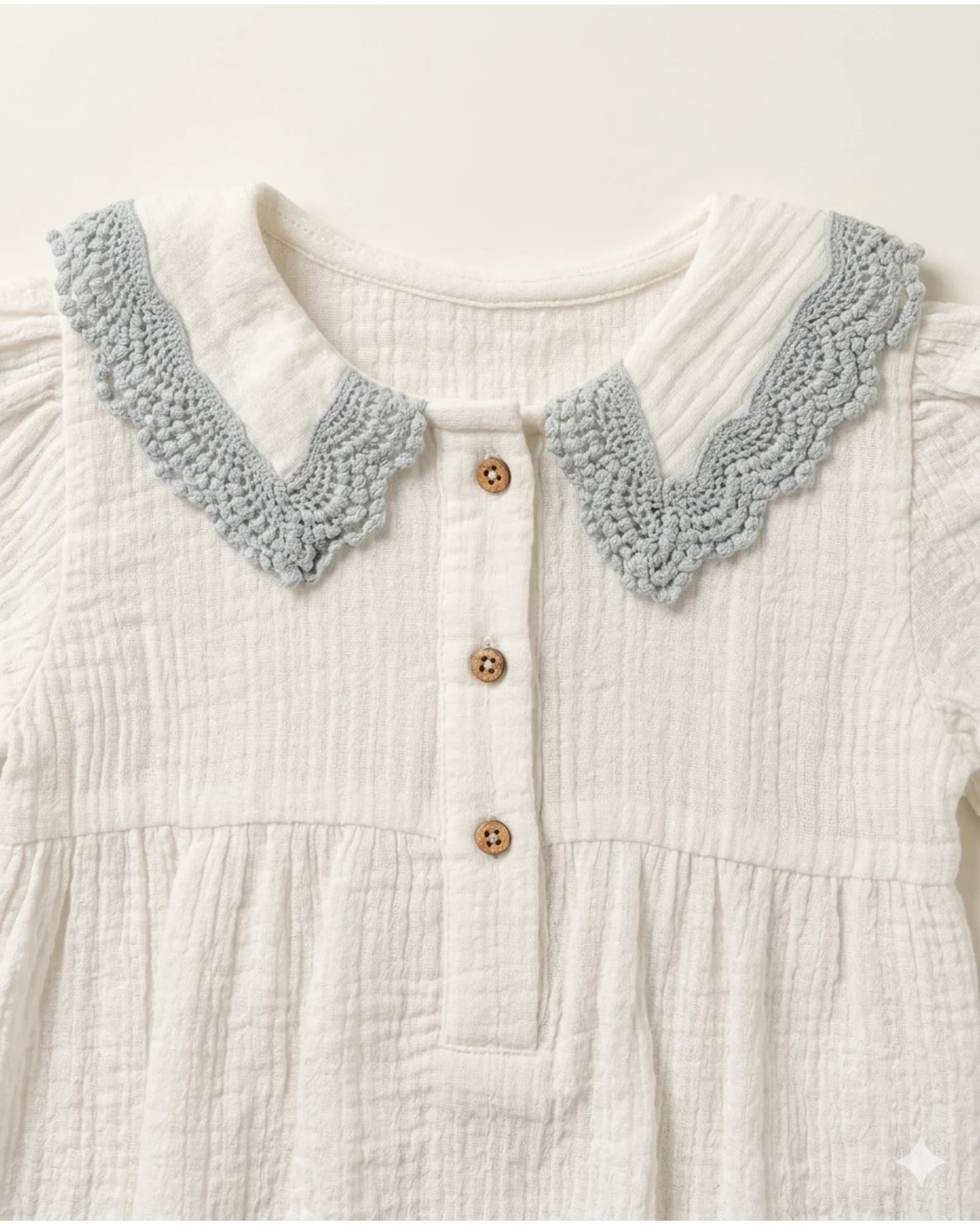 Lace Collar Muslin Romper thumbnail 2