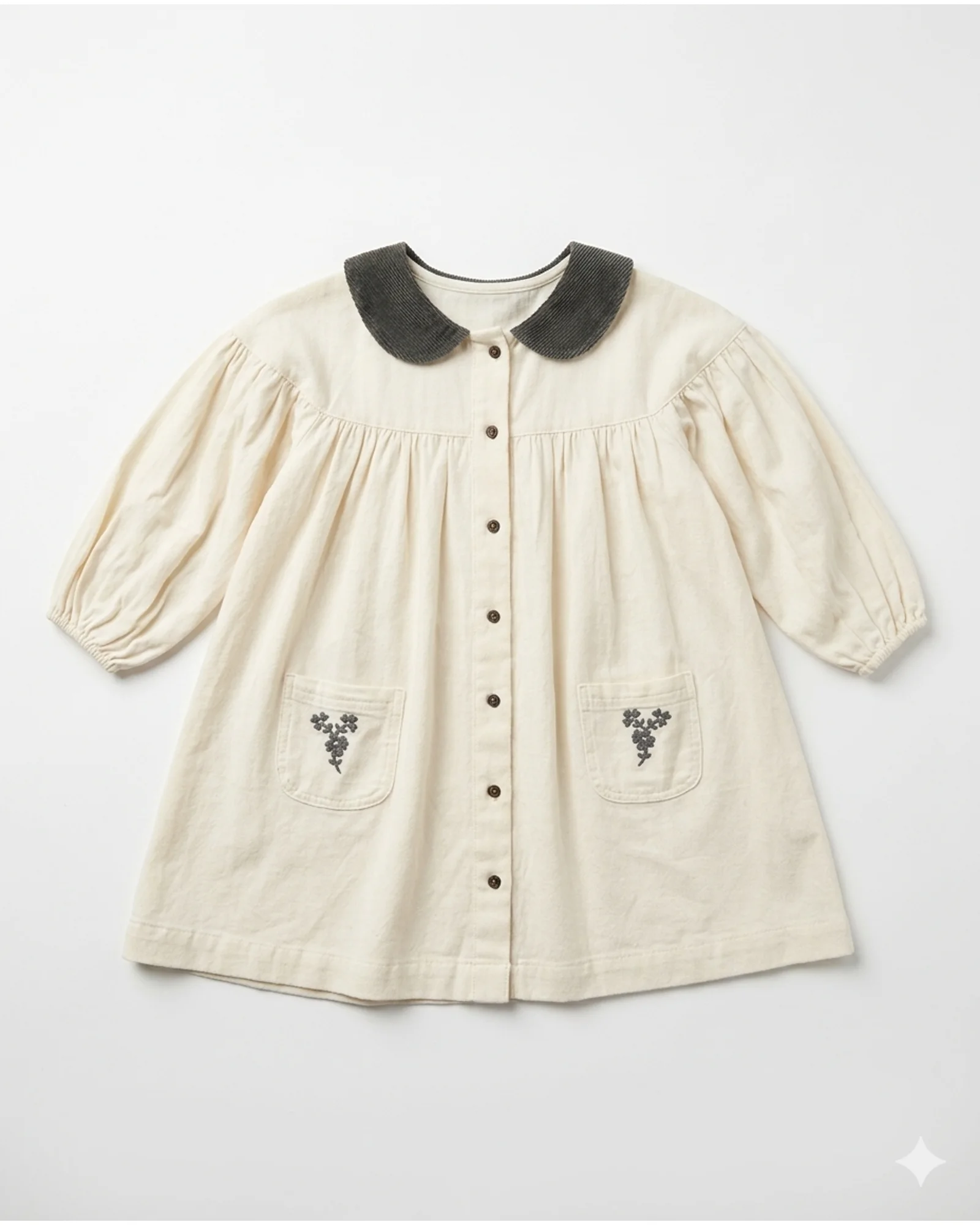 Muslin Contrast Collar Dress