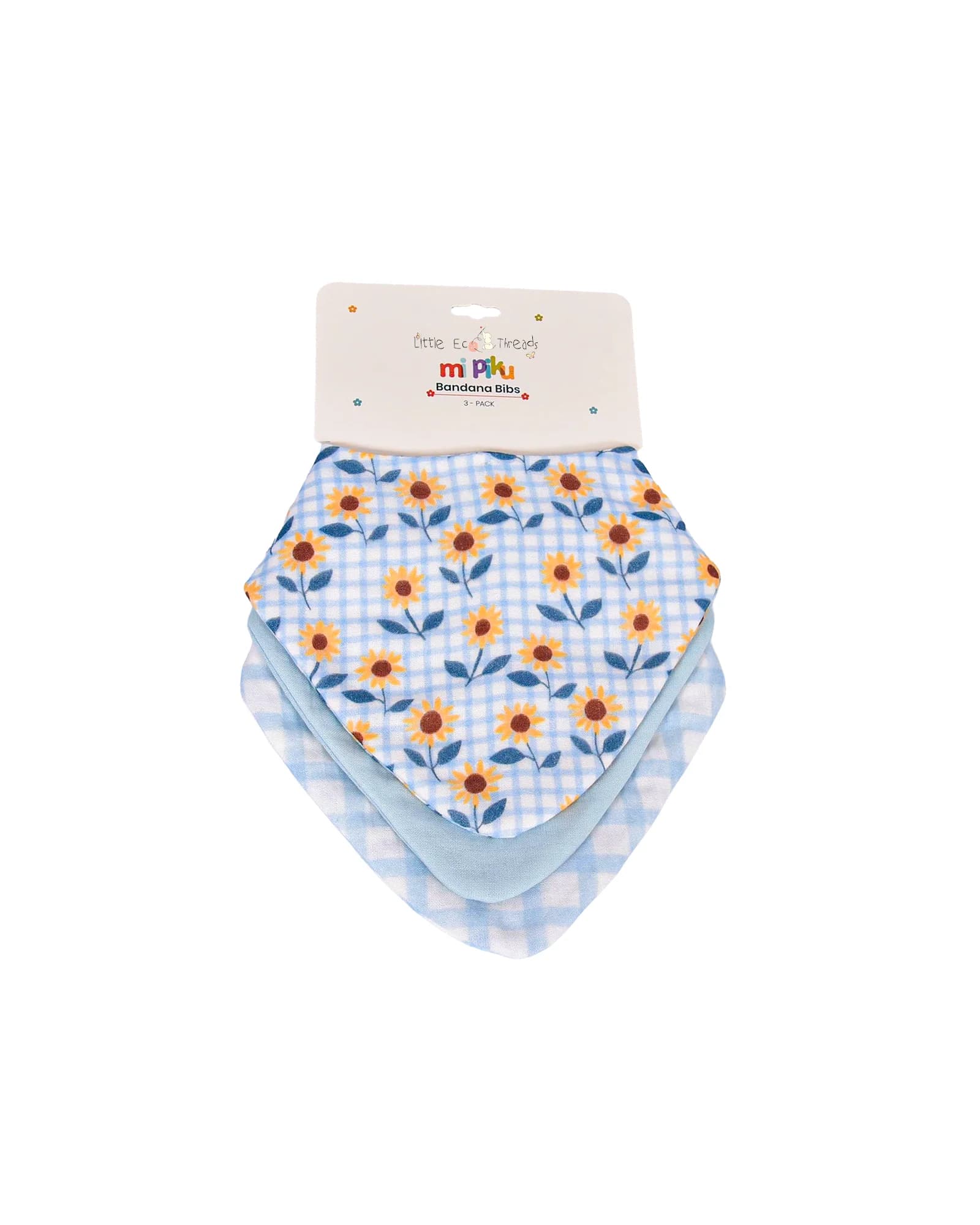 Sunflower Gingham Bandana Bib Set