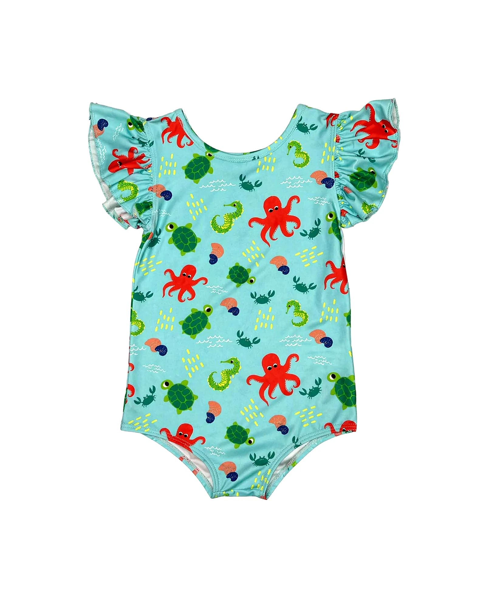 Sea Creatures Flutter Sleeve Swimsuit