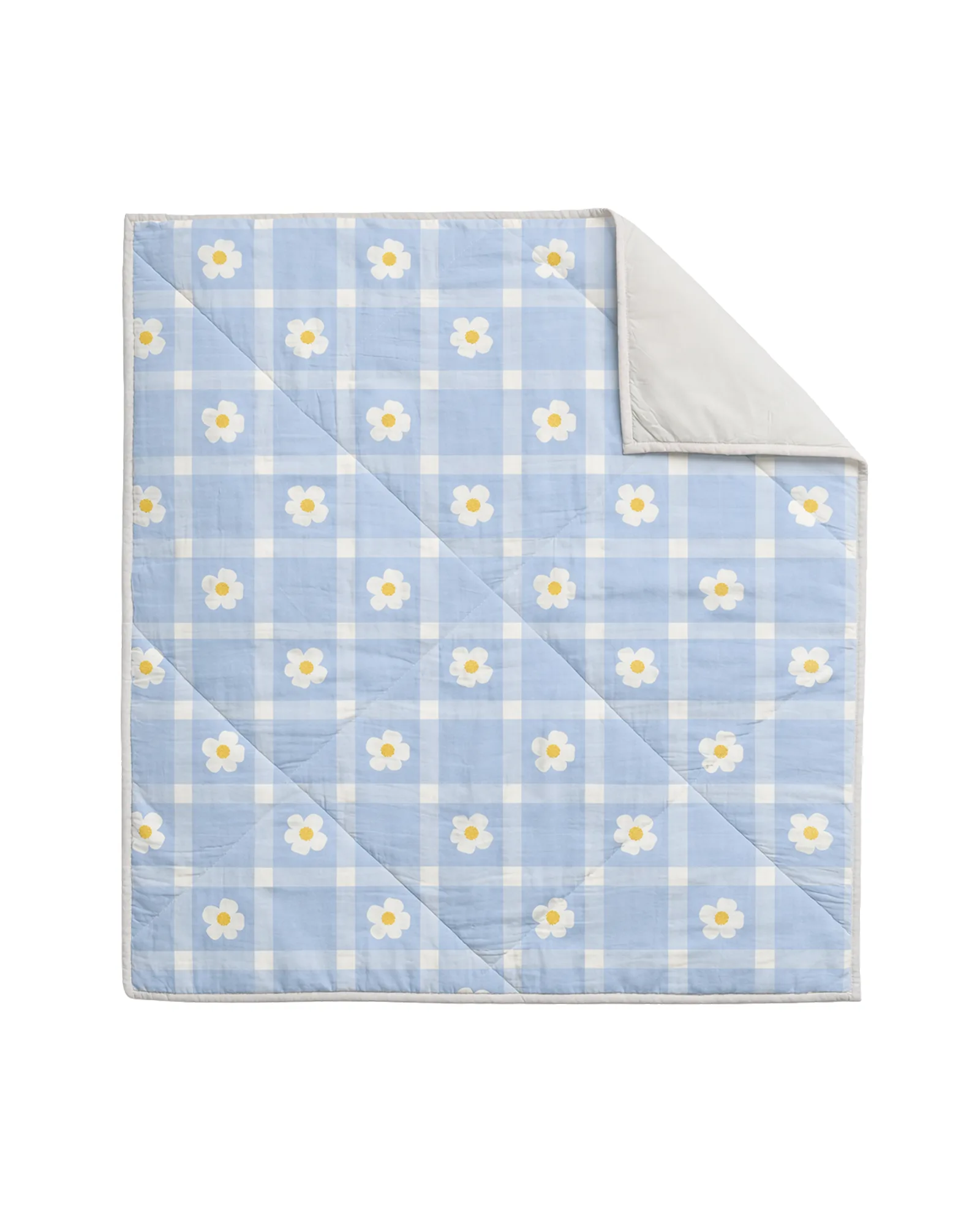 Blue Gingham Daisy Quilt